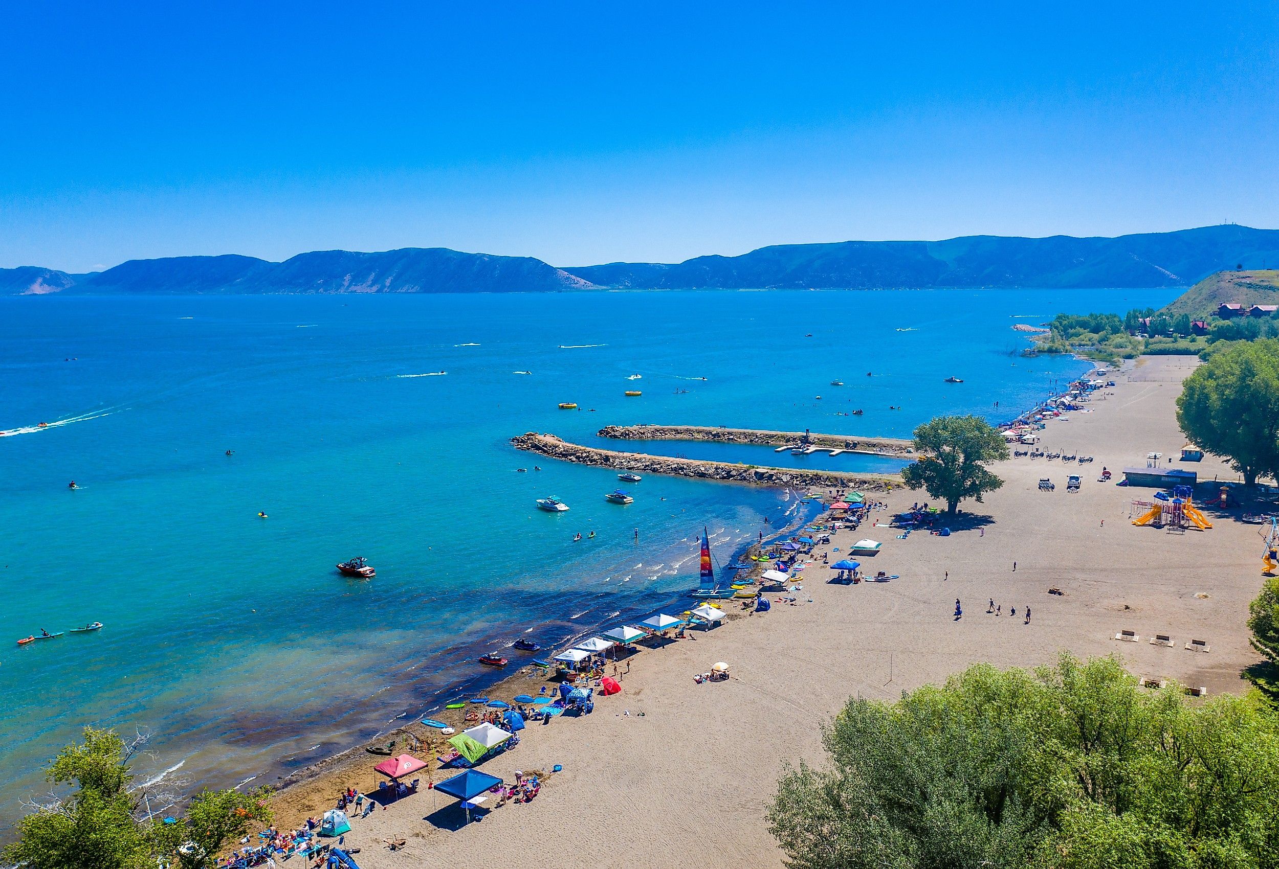 Overlooking the beach at Bear Lake, Utah.