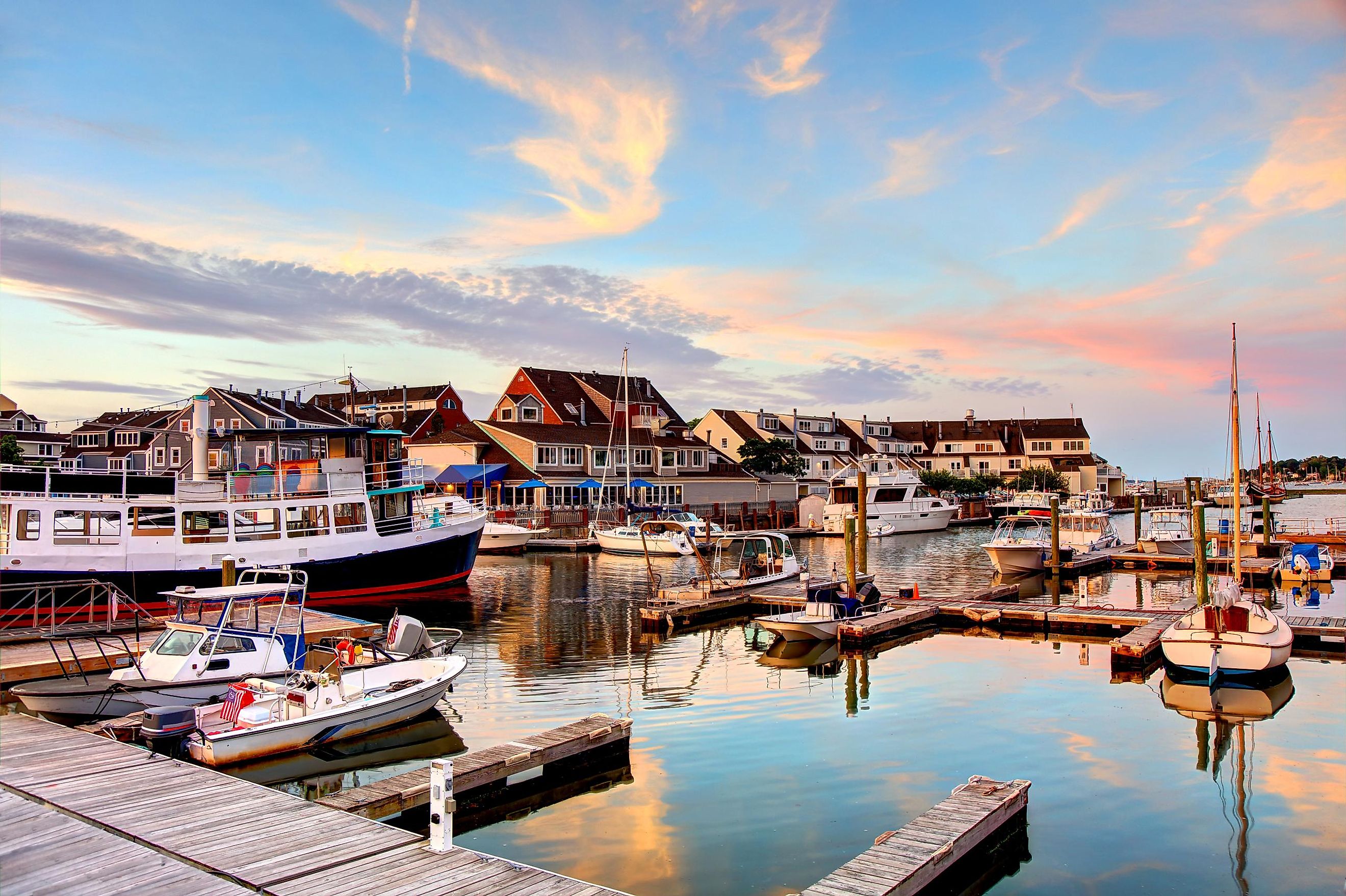 boats and pier in Salem, Massachusetts