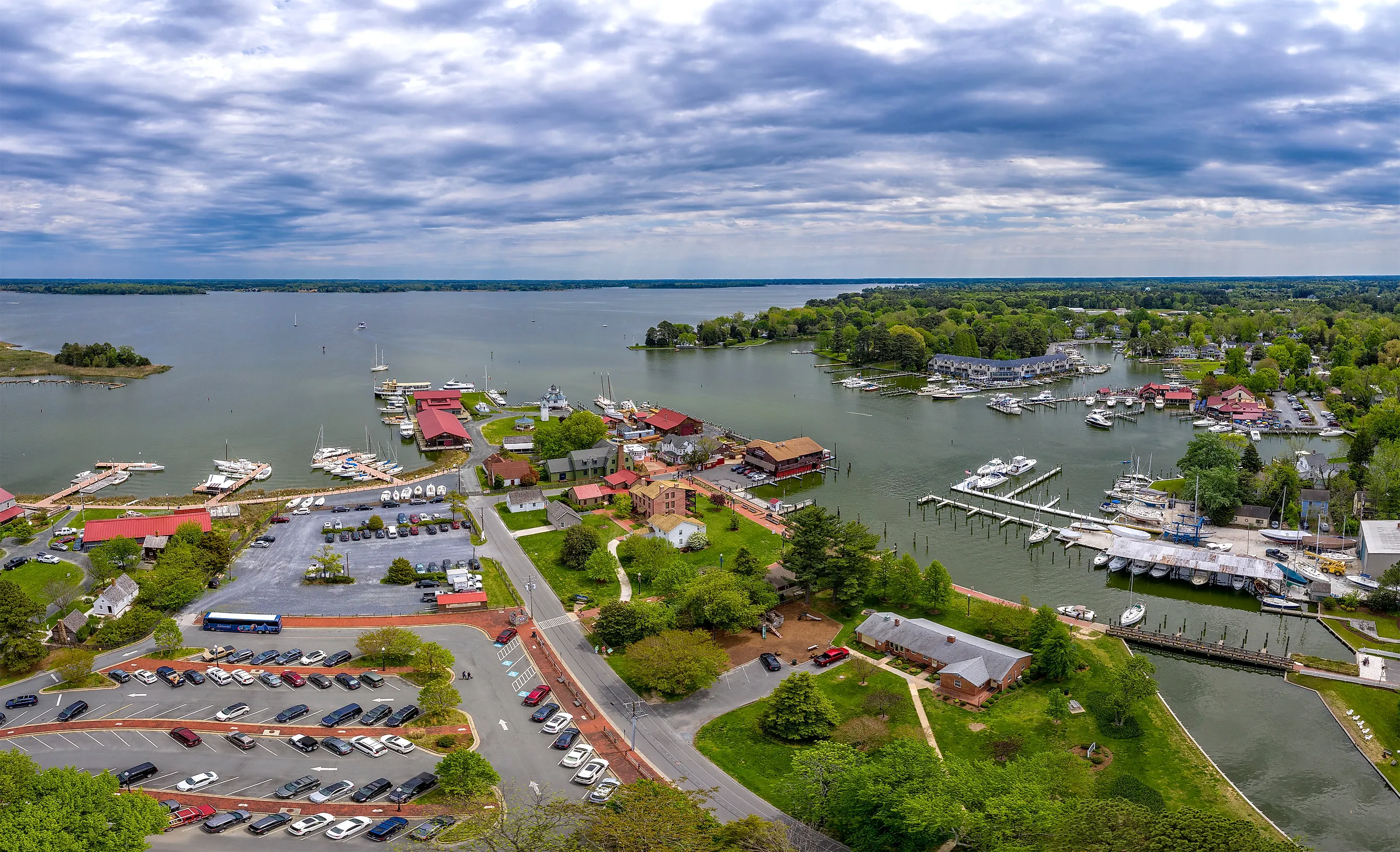 Aerial view of Saint Michaels, Maryland.