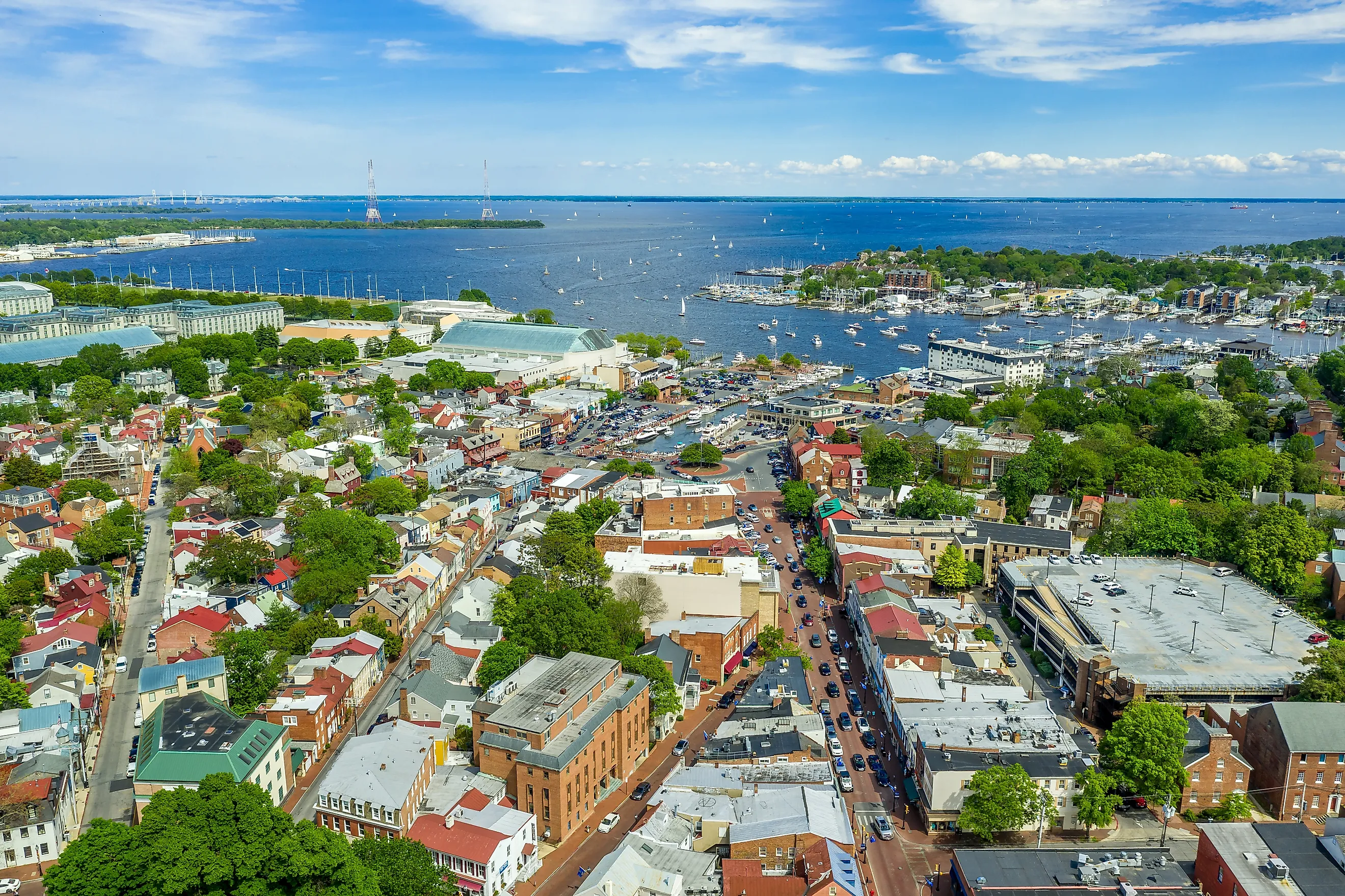Aerial view of downtown Annapolis, Maryland.