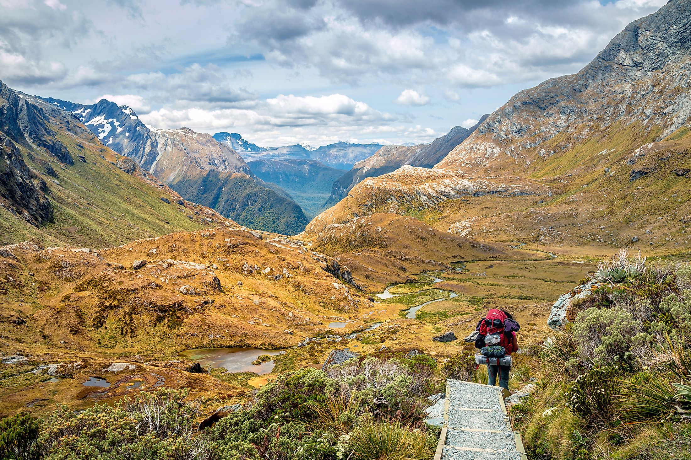 Hiking in South Alps on the Routeburn track, South island of New Zealand