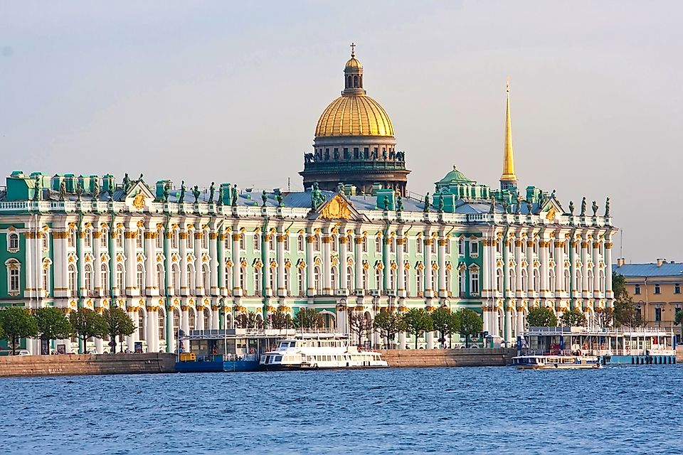 The Neva River in Saint Petersburg, Russia.