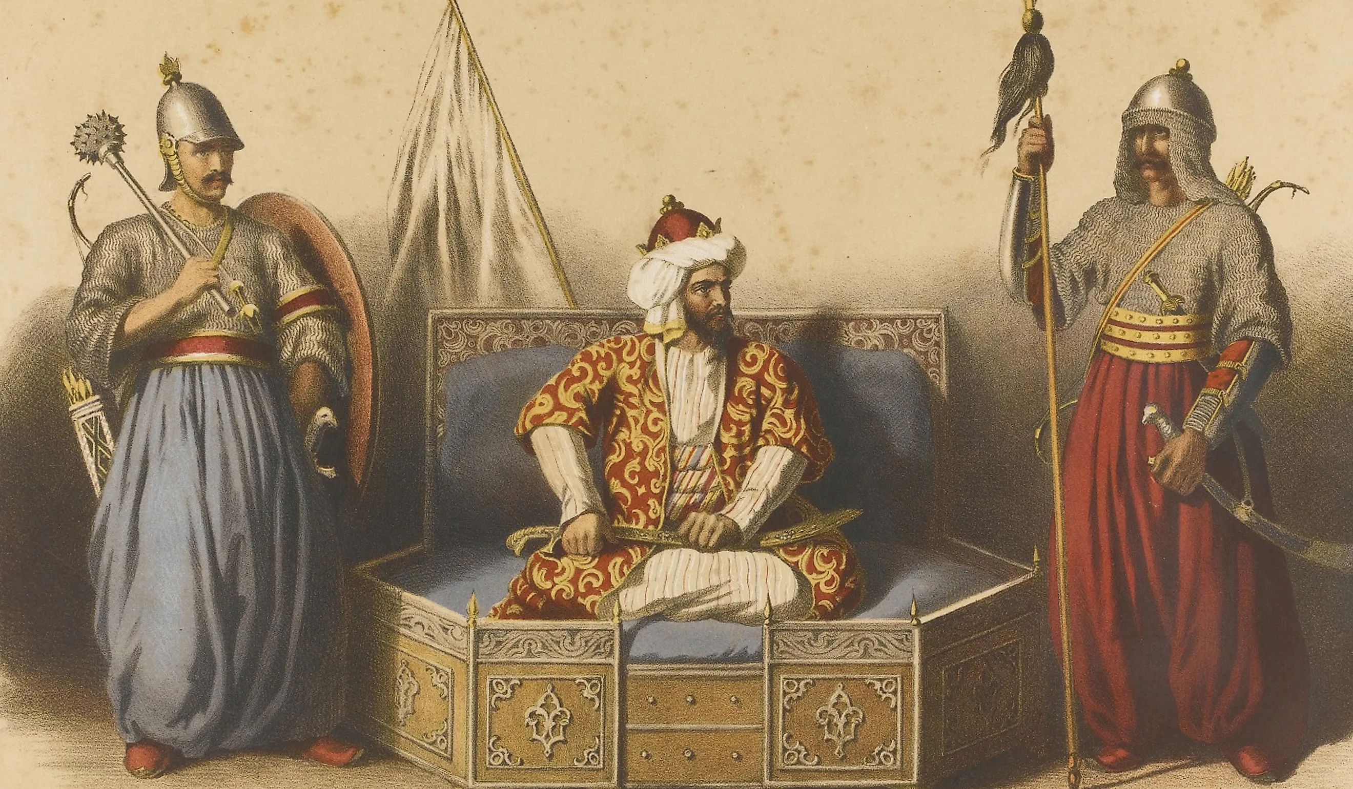 Osman, an independent Emir, on his Takht. By Arif PaşaOriginal Uploader was: Erk, Kılıç46 (modified version) - Uploaded Originally on tr.wiki. Original Source as mentioned on tr.wiki: Milli Kütüphane, Public Domain, https://commons.wikimedia.org/w/index.p
