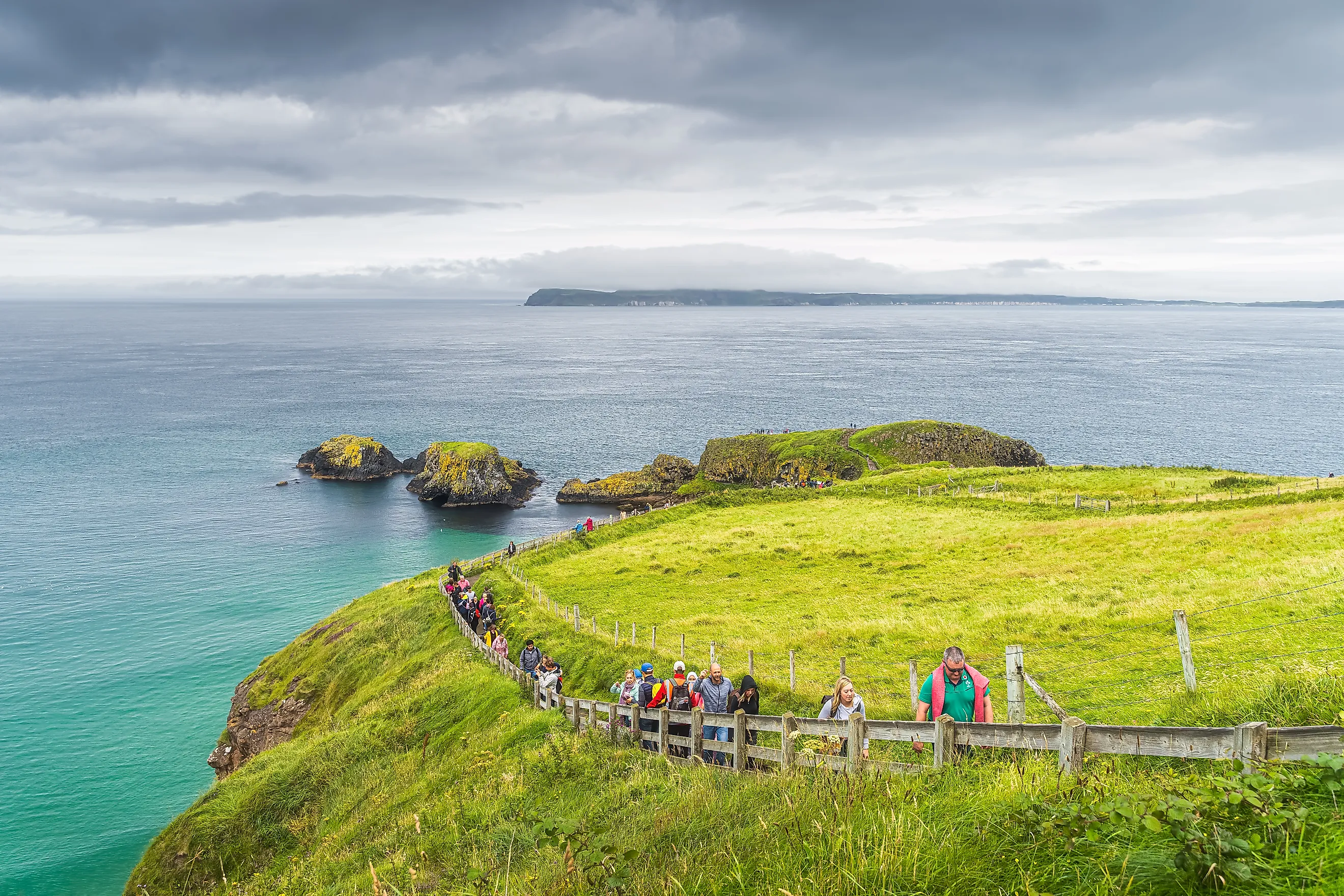 A walkway to a scenic overlook in Ballycastle, Northern Ireland.