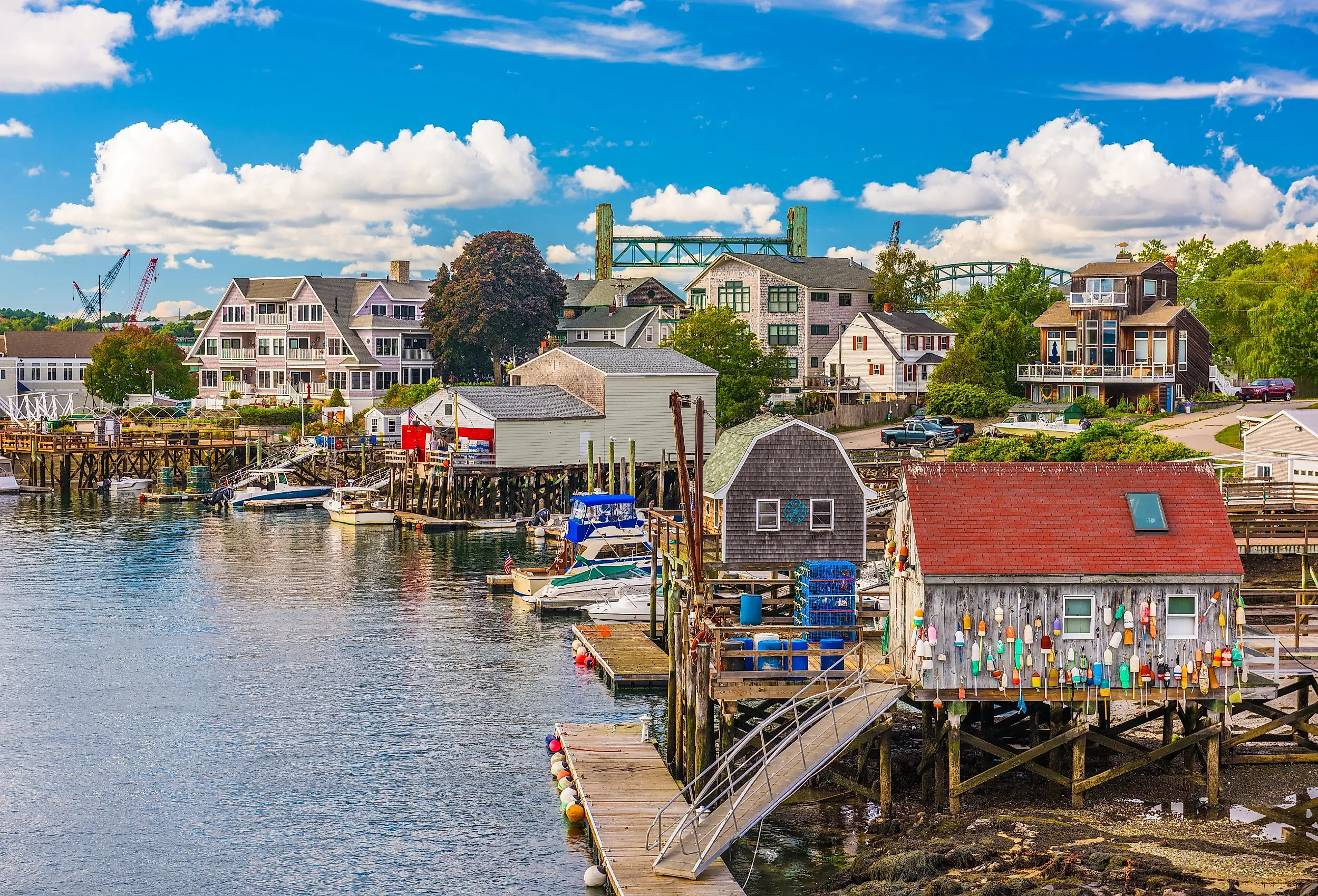 Bait shacks on the Piscataqua River, Portsmouth, New Hampshire.