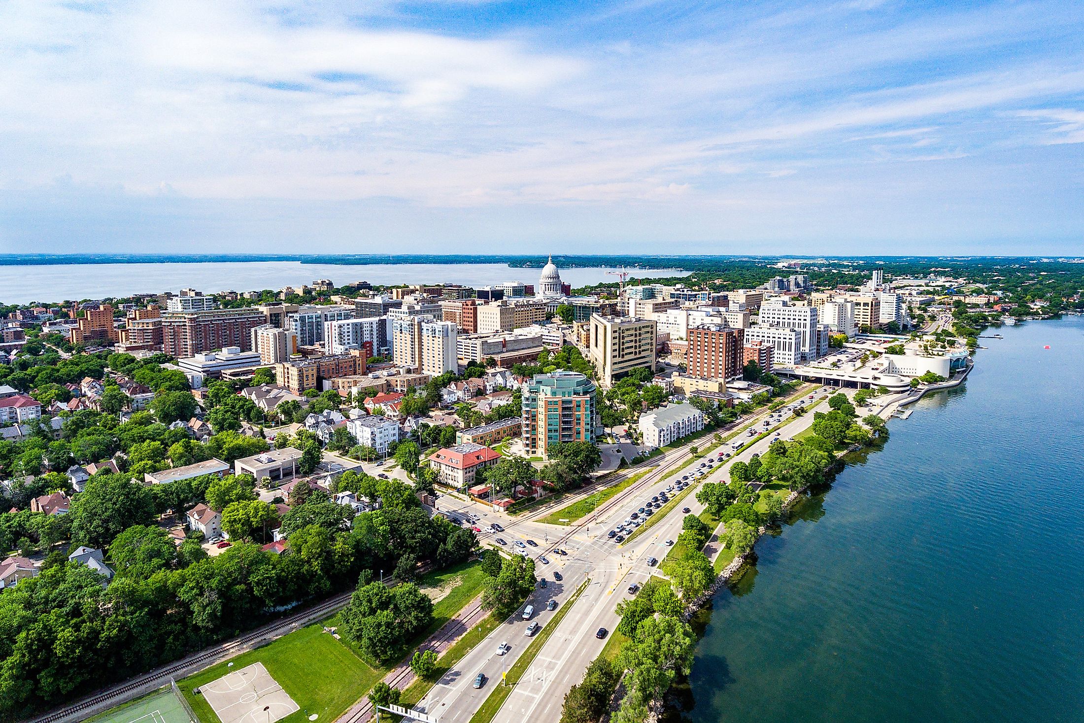 Aerial view of Madison, Wisconsin.