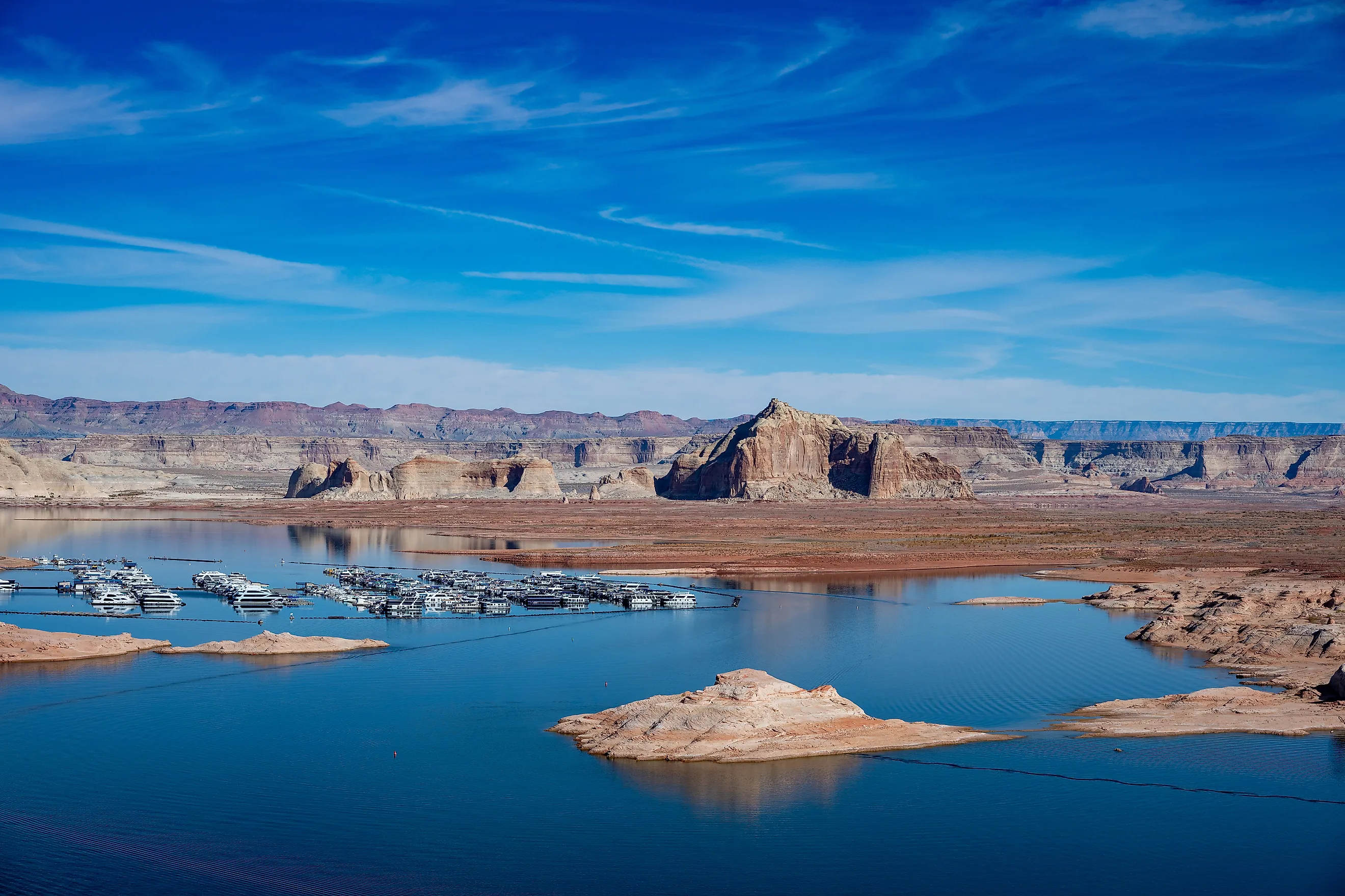 Boats Docked at Lake Powell Marina in Arizona