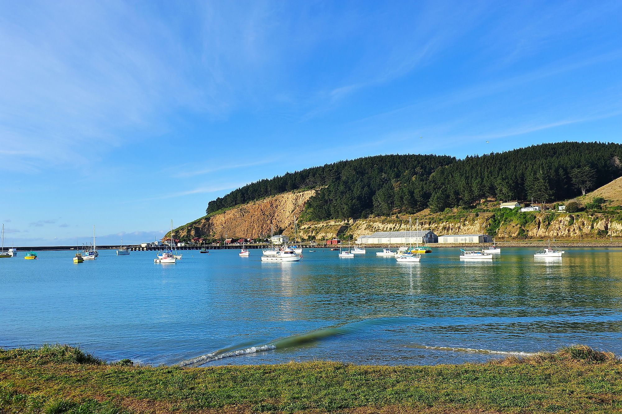 Peaceful harbor in Oamaru, New Zealand