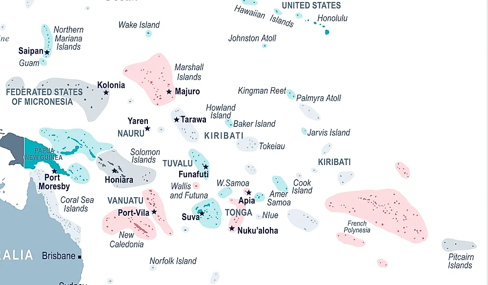 Islands nations of the South Pacific.