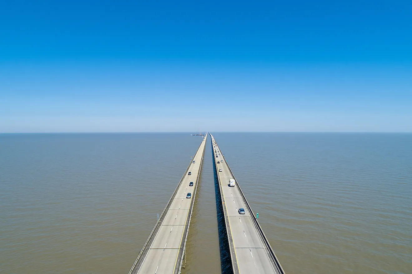 Aerial Drone Photography of the Lake Pontchartrain Causeway.