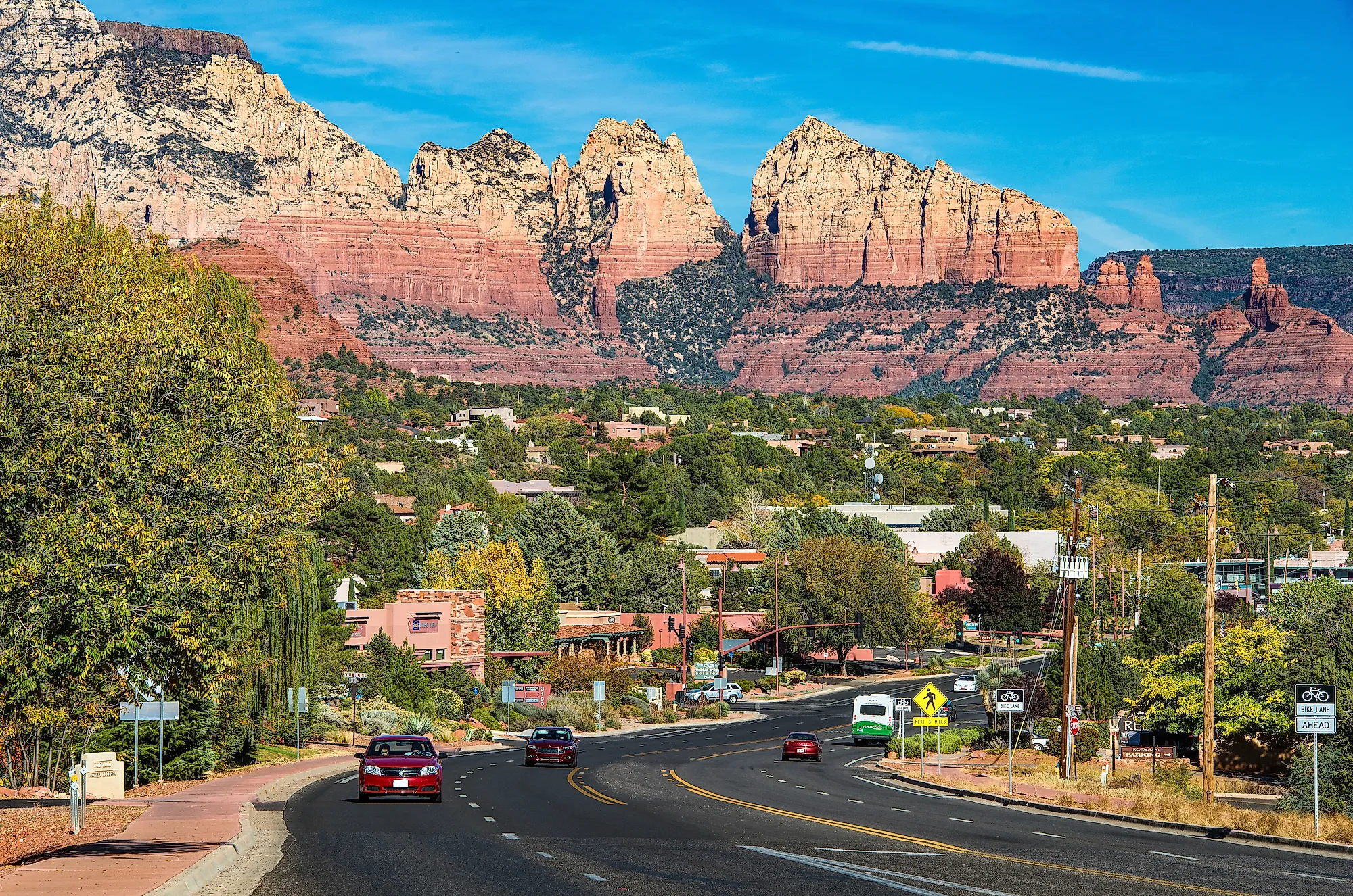 A highway running through the gorgeous mountain town of Sedona, Arizona. Editorial credit: panoglobe / Shutterstock.com
