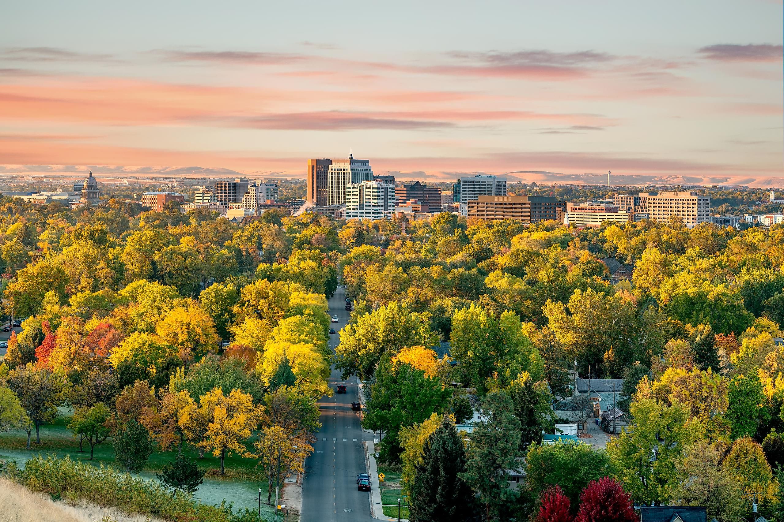 Boise, Idaho: Orange and yellow trees surround the city.