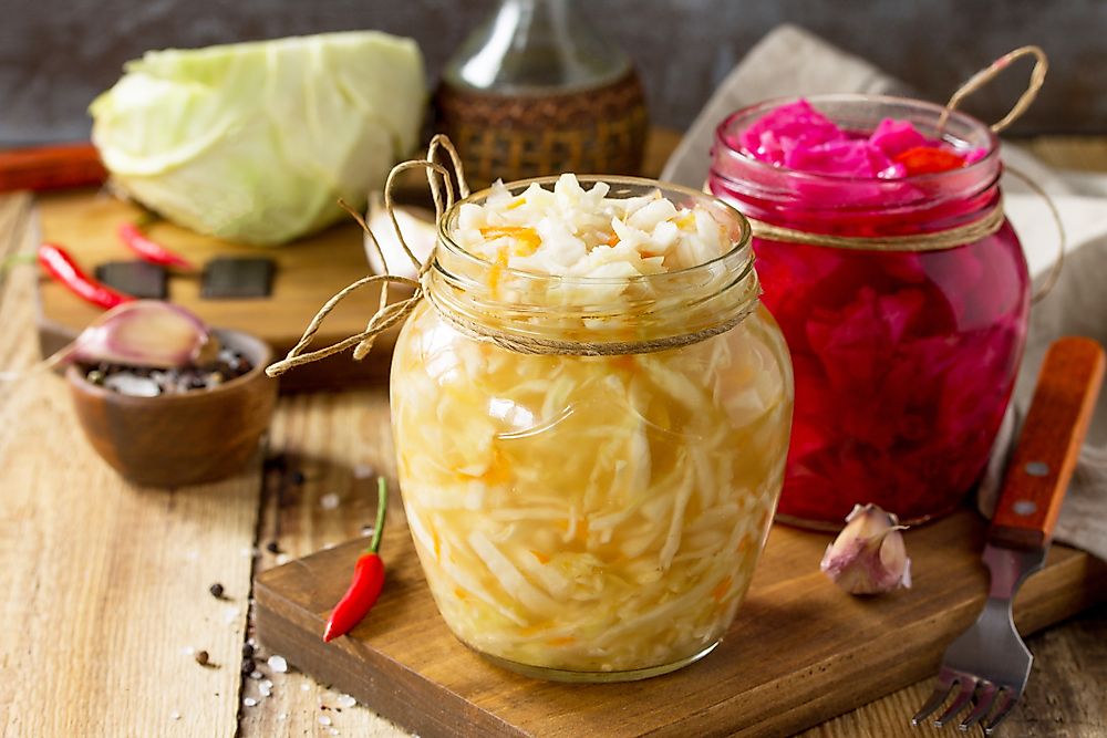Sauerkraut variety preserving jars.