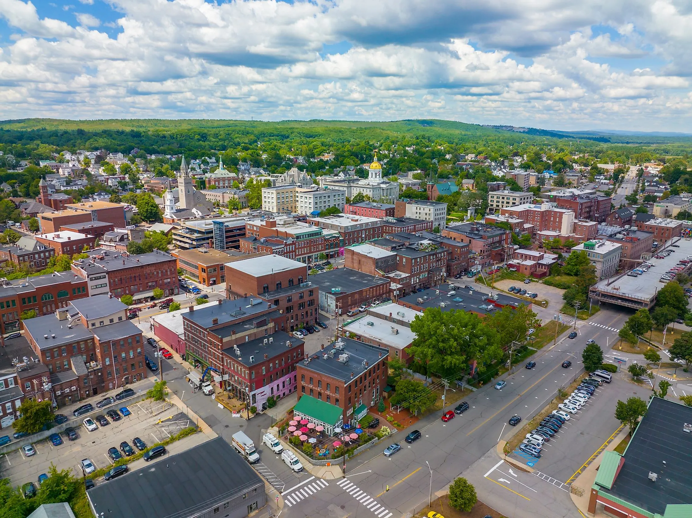 Aerial view of the Concord downtown commercial center on Main Street near New Hampshire State House. Editorial credit: Wangkun Jia / Shutterstock.com