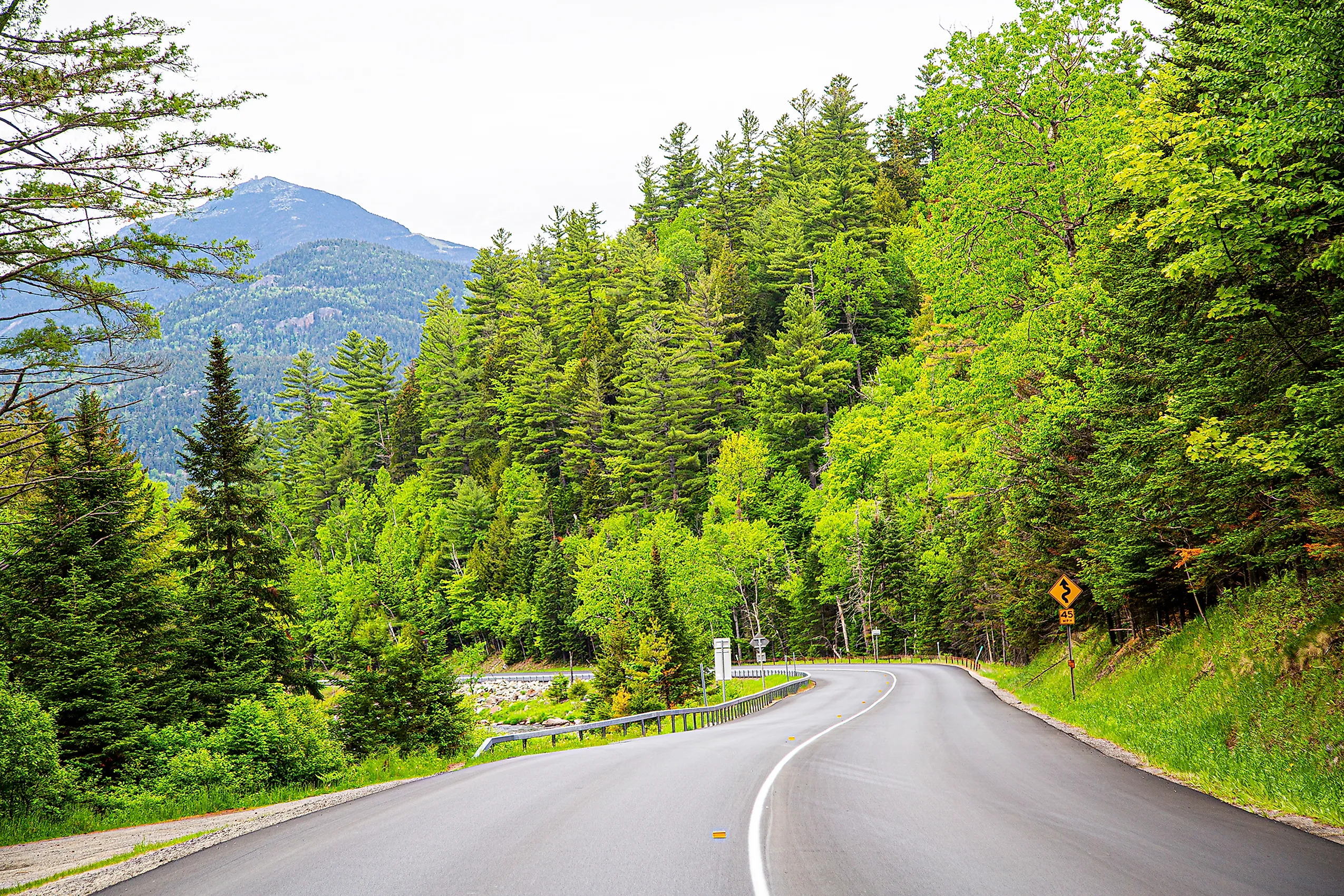 Road through the Adirondack Mountains in New York.