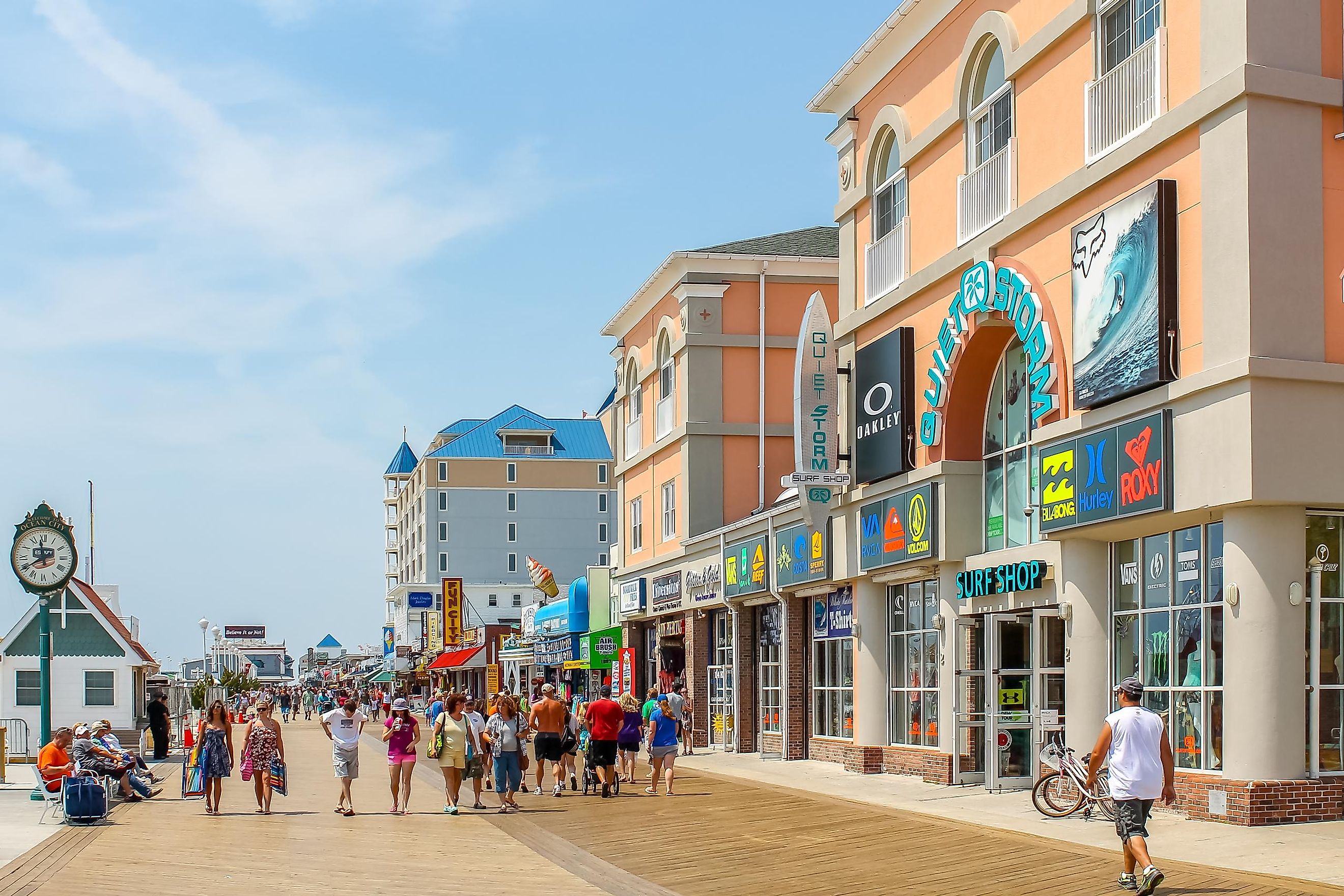 People strolling on the famous Ocean City Boardwalk 
