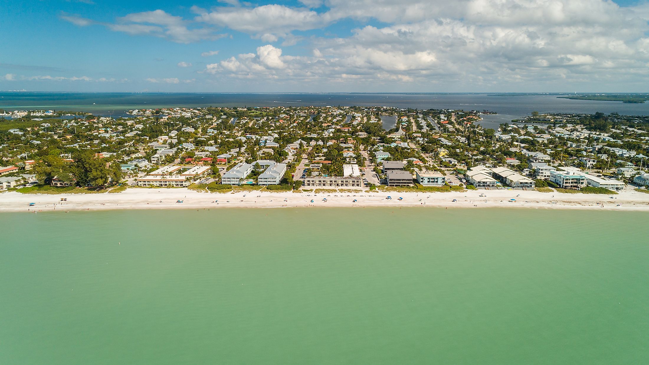 Aerial view of Holmes Beach on Anna Maria Island."Editorial credit: Noah Densmore / Shutterstock.com