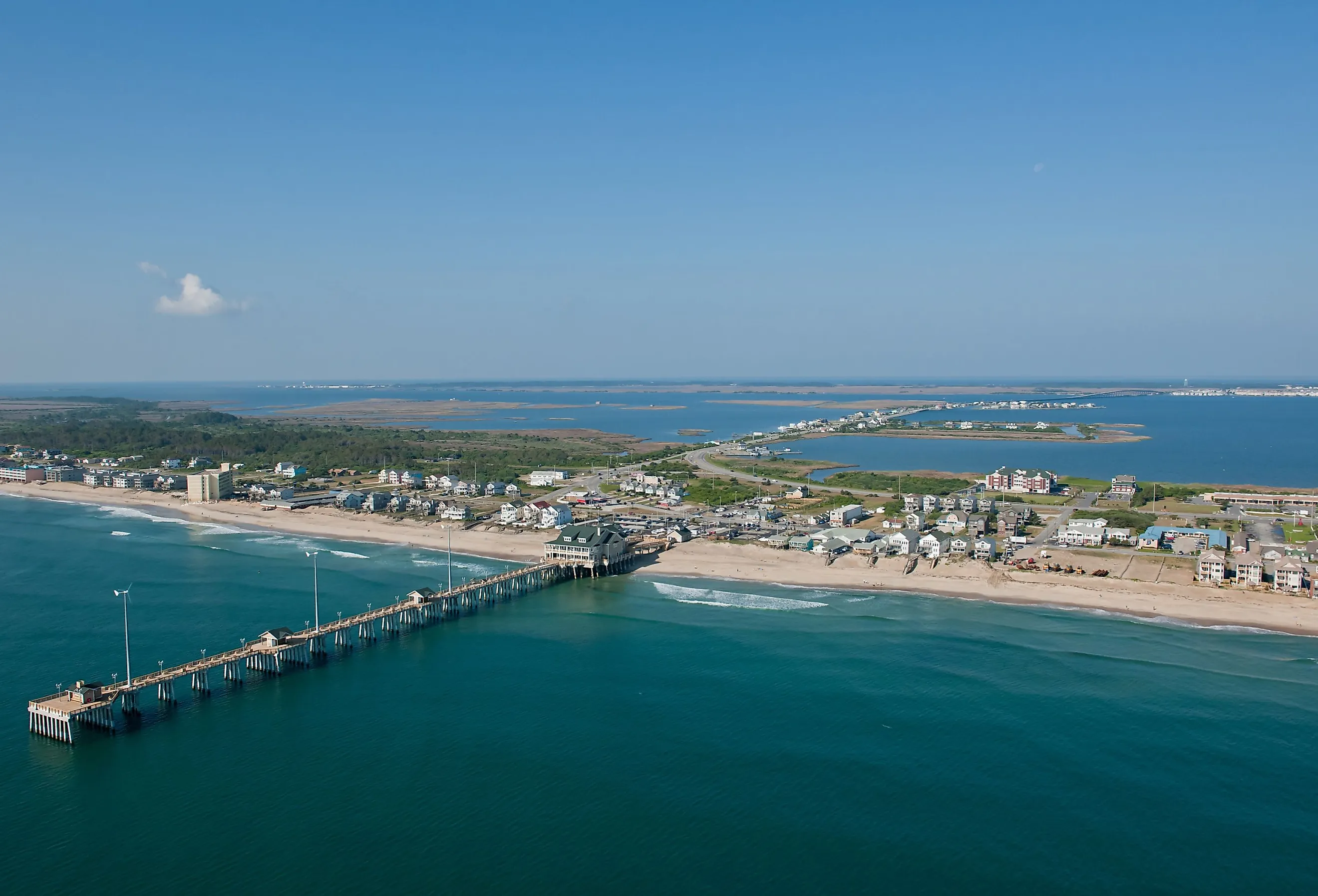 Aerial view of Beach and Outer Banks at Nags Head, North Carolina.