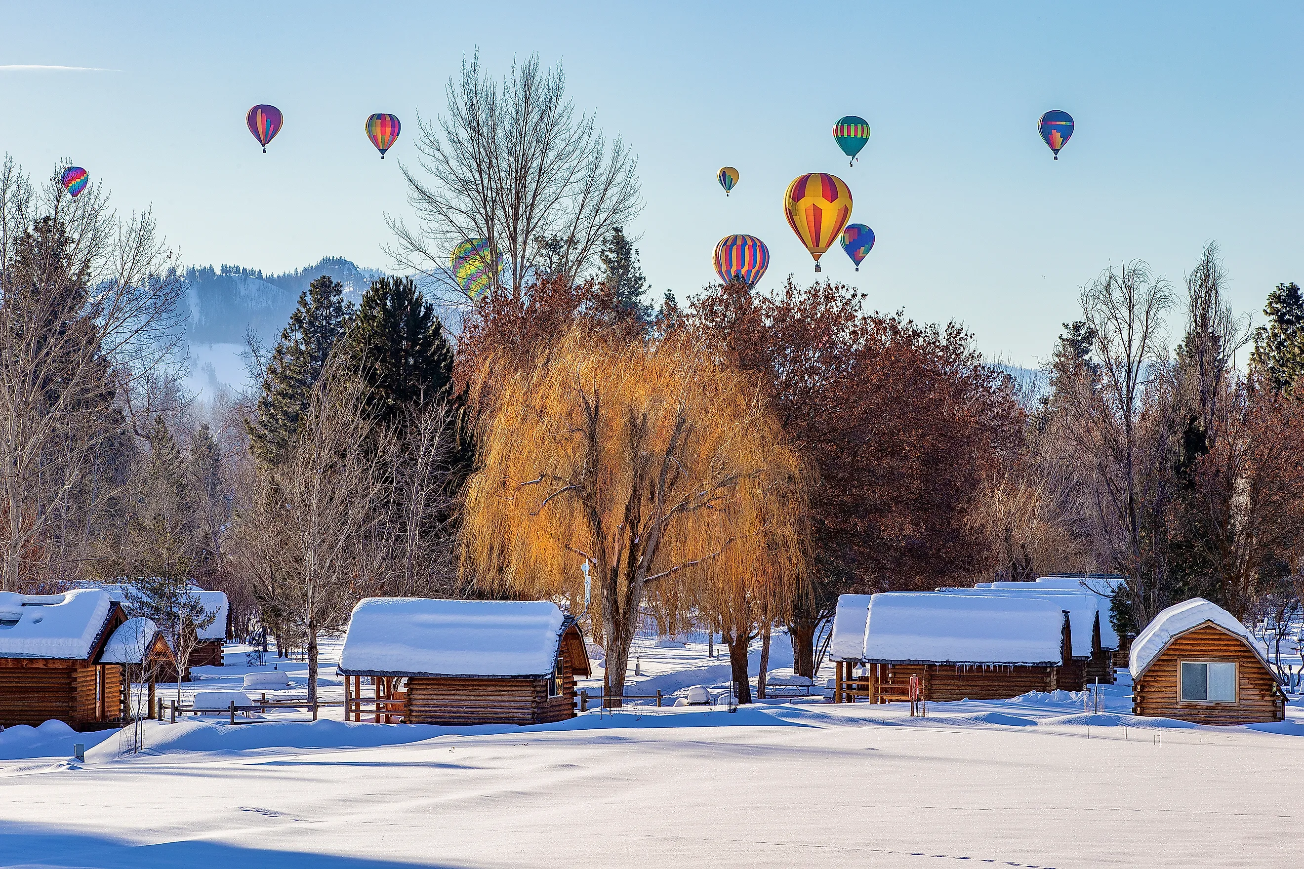 Hot air balloons over Winthrop, Washington.