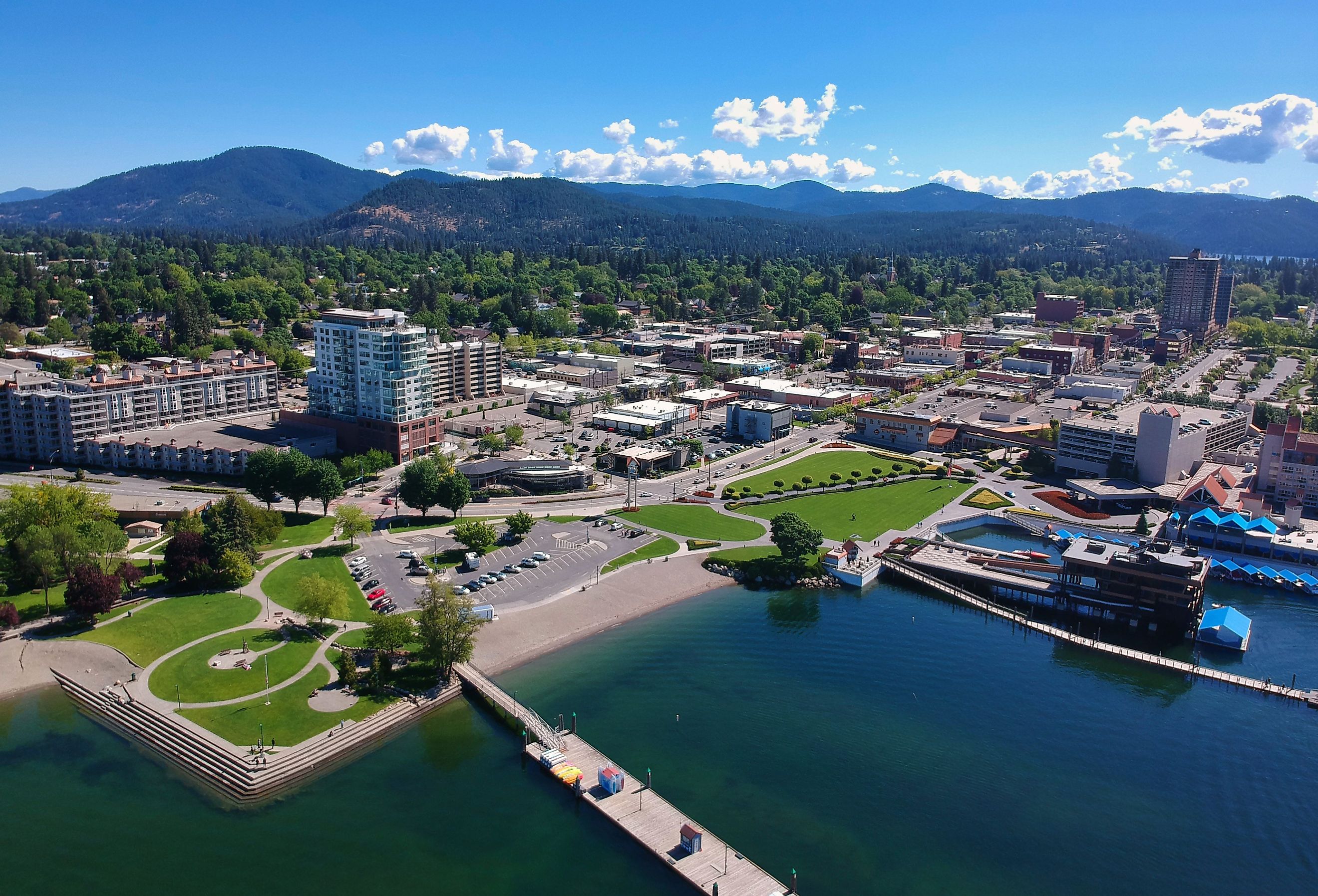 Coeur d'Alene, Idaho from over Lake Coeur d'Alene.