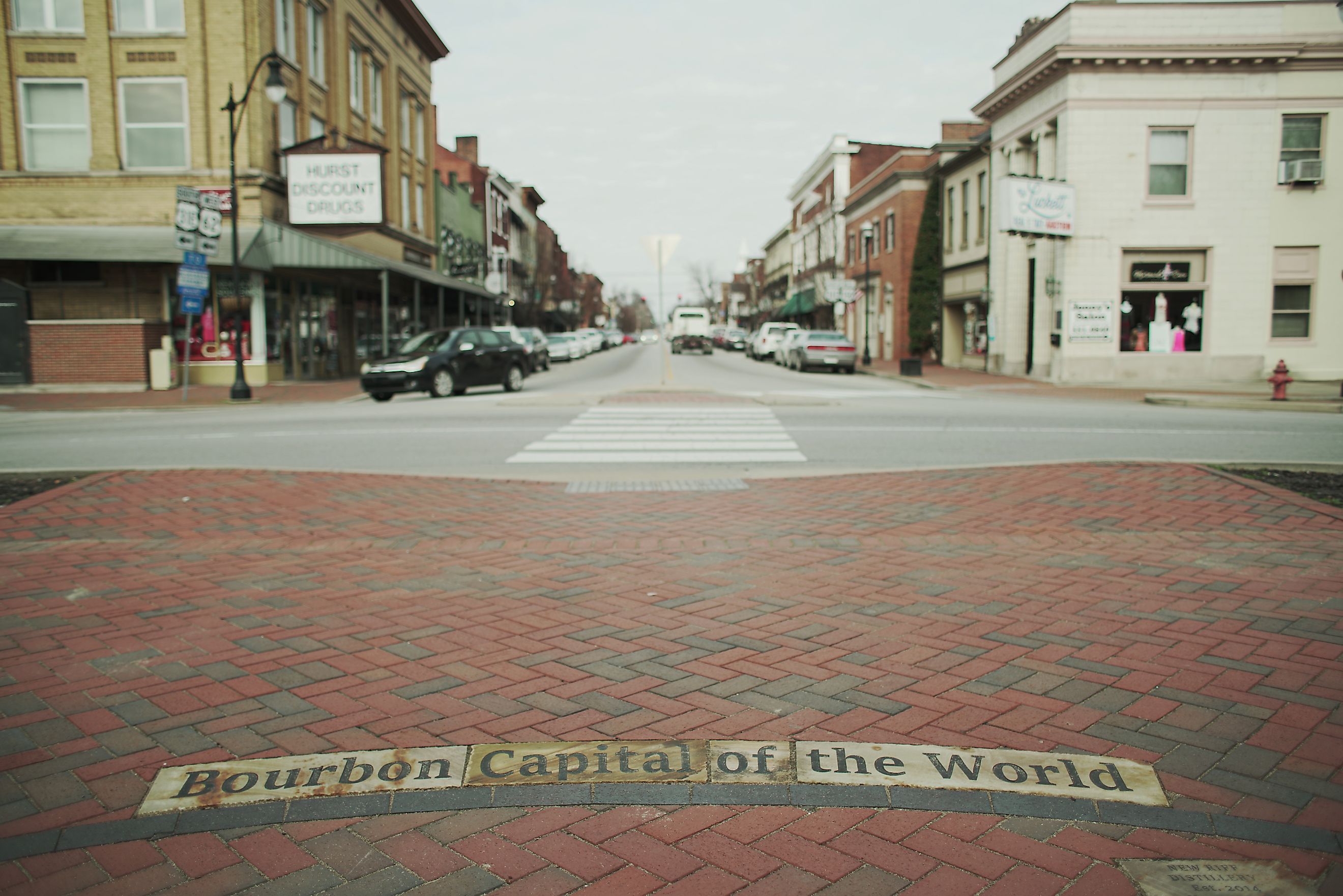 Bardstown, KY: Bourbon capital of the world sign and downtown