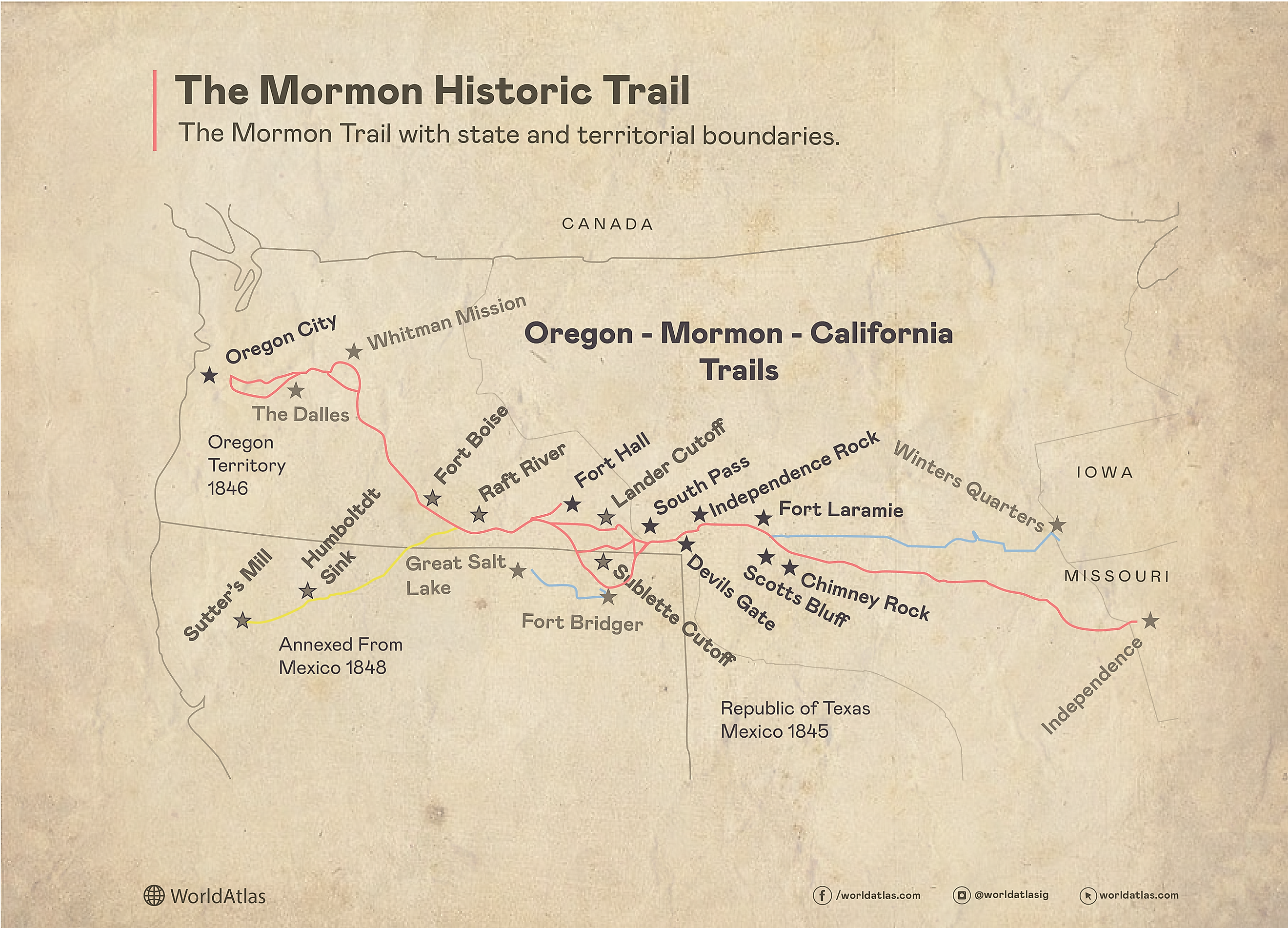 map showing the mormon trail