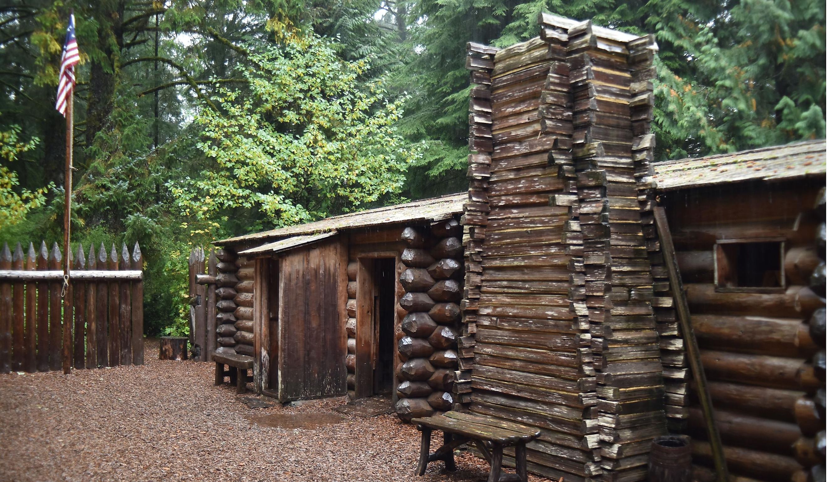 Fort Clatsop National Park-replica of Lewis and Clark’s Expedition’s winter quarters in Astoria, Oregon. Editorial credit: Paul R. Jones / Shutterstock.com