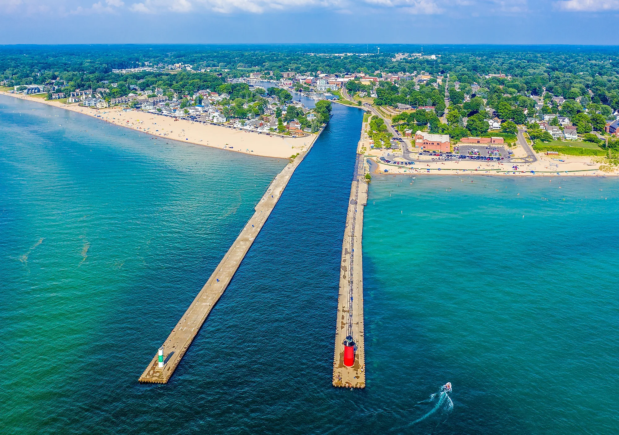 Aerial view of South Haven, Lake Michigan.