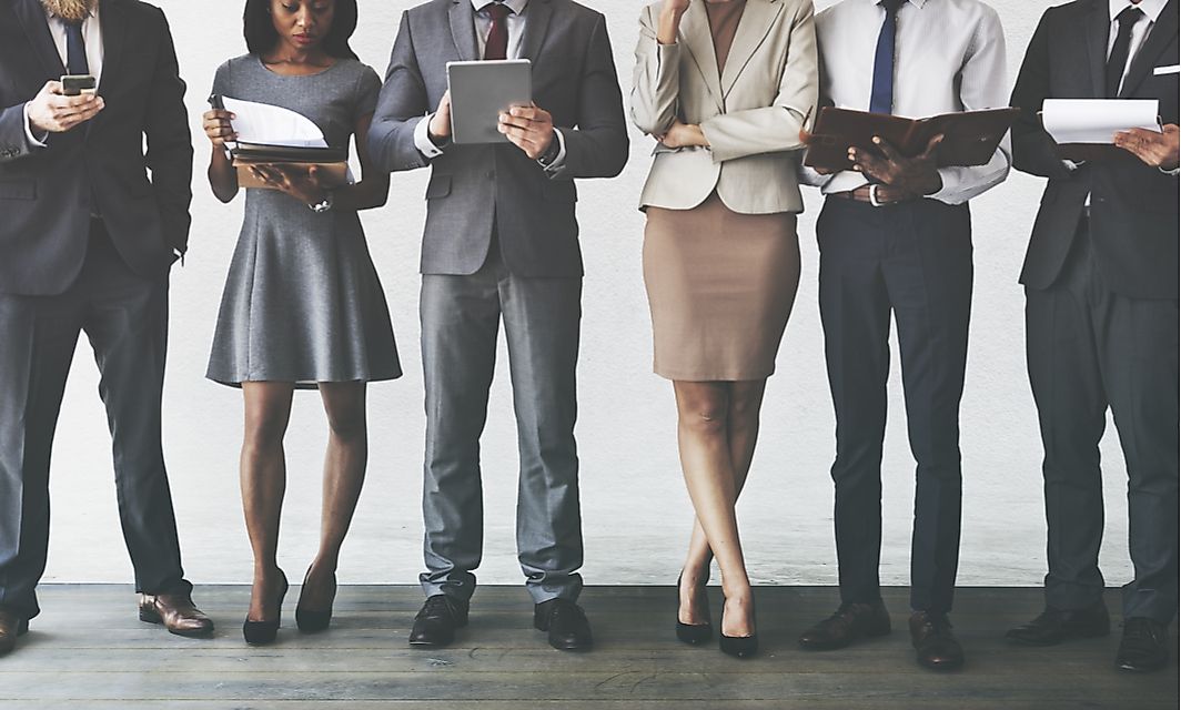 Most countries see active participation from both men and women in the workforce.