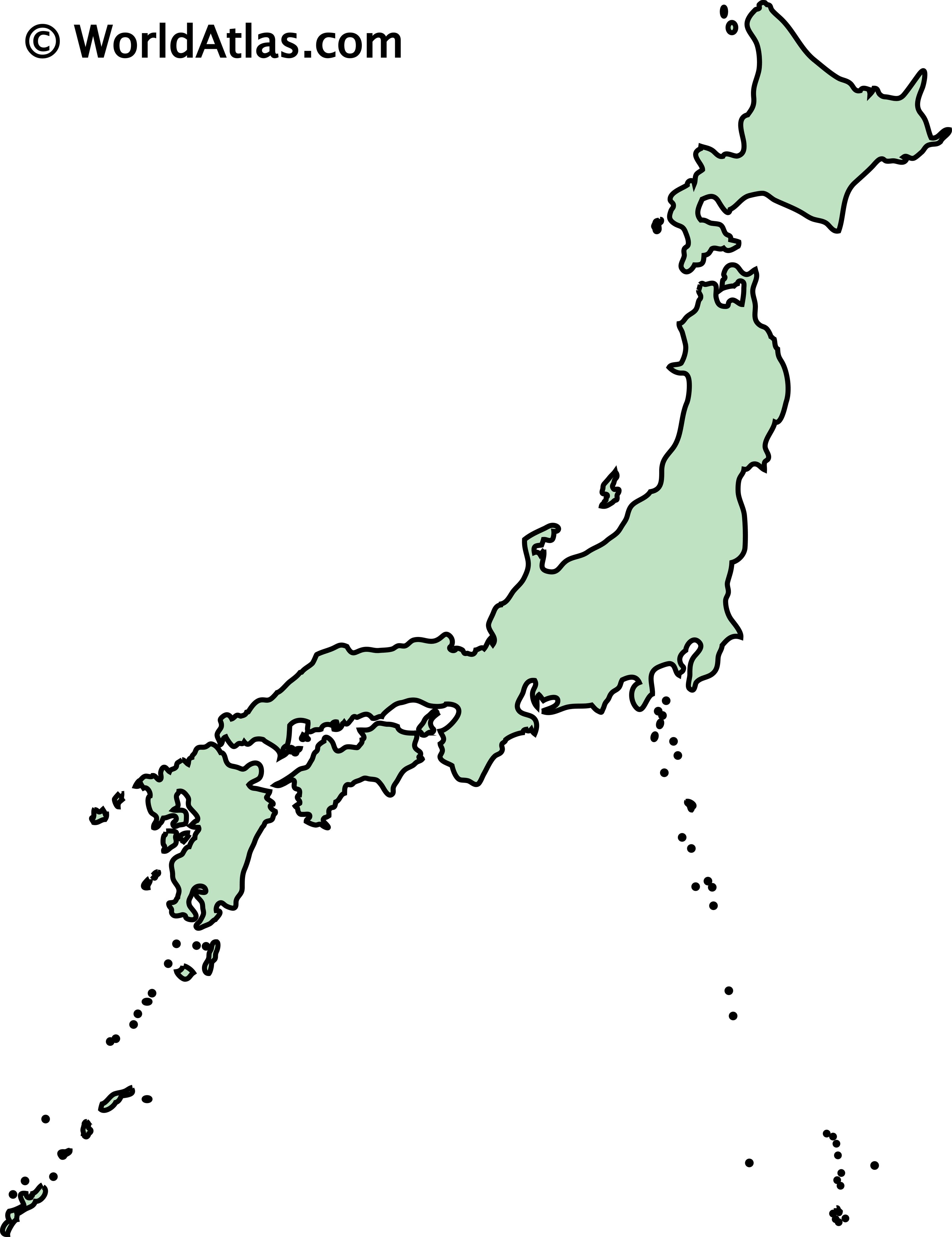 Blank Map Japan Outline Map Of Japan Japanese Prefectures Blank 