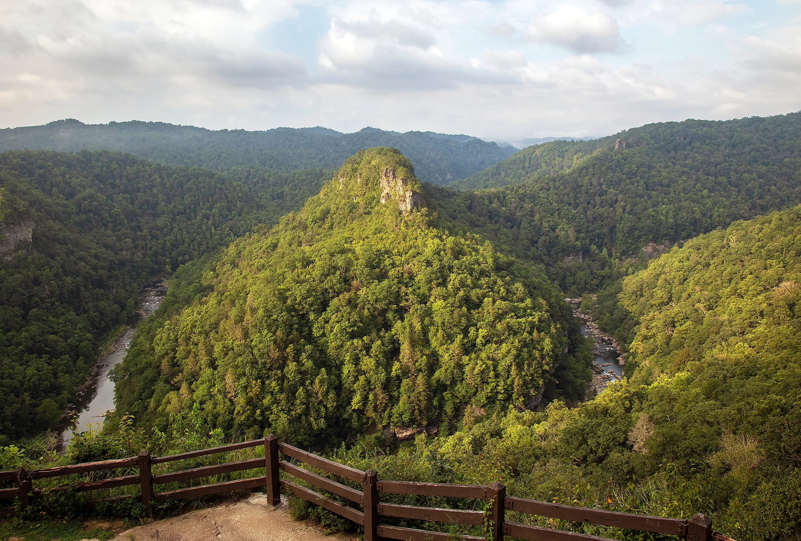 Morning light over the canyon at Breaks Interstate Park, on the Virginia and Kentucky border near Buchanan County.