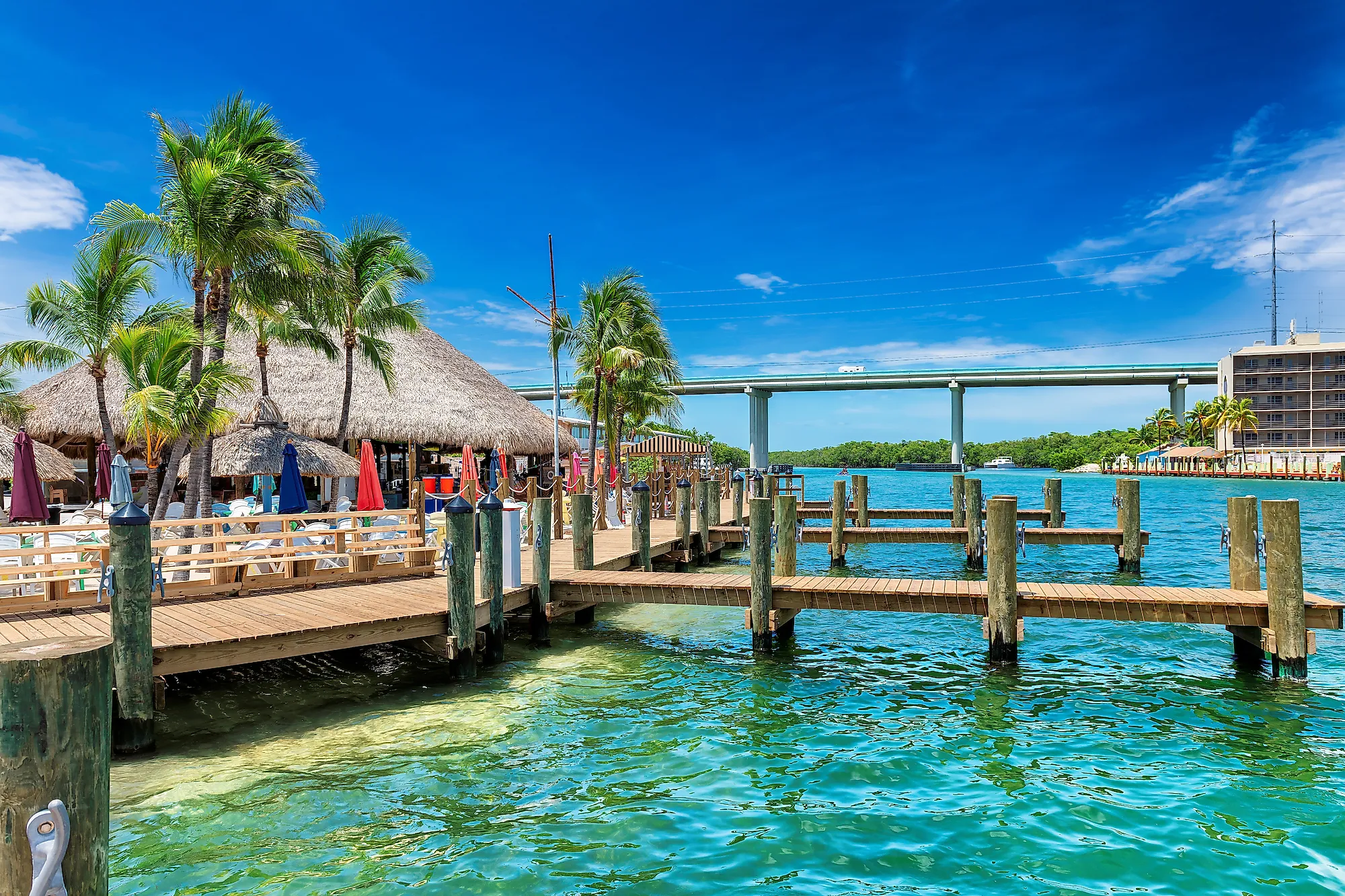 Beach and pier in Key Largo, Florida.