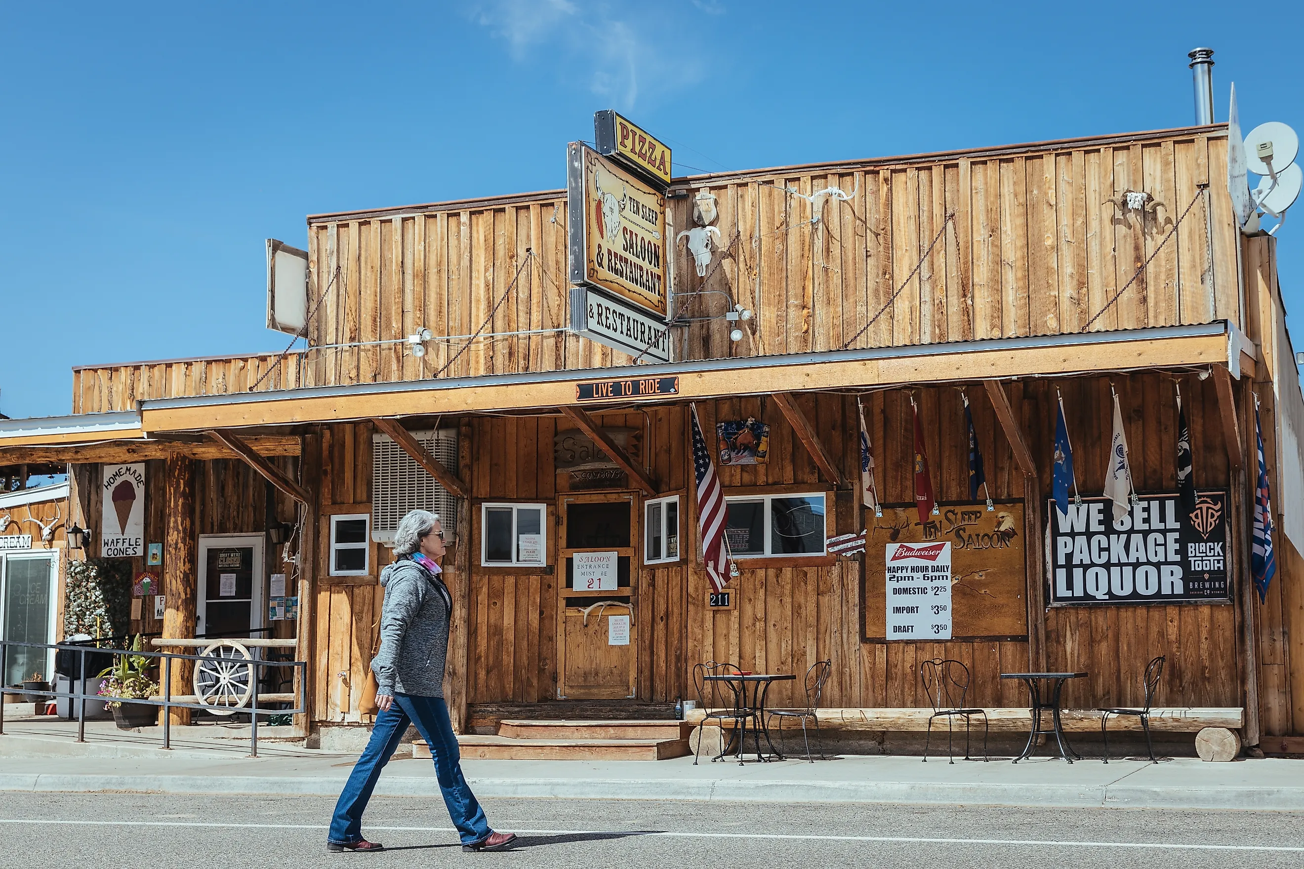 Ten Sleep Saloon Steakhouse in Ten Sleep, Wyoming. Image credit magraphy via Shutterstock.com.