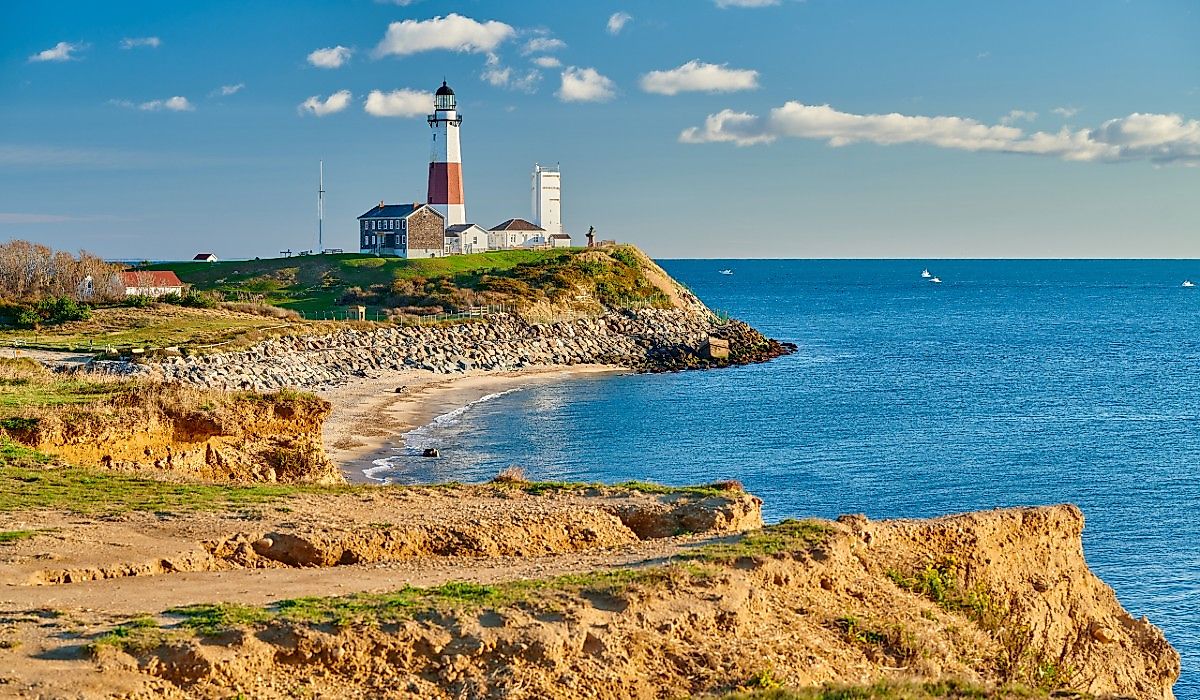 Montauk Lighthouse and beach, Long Island, New York.