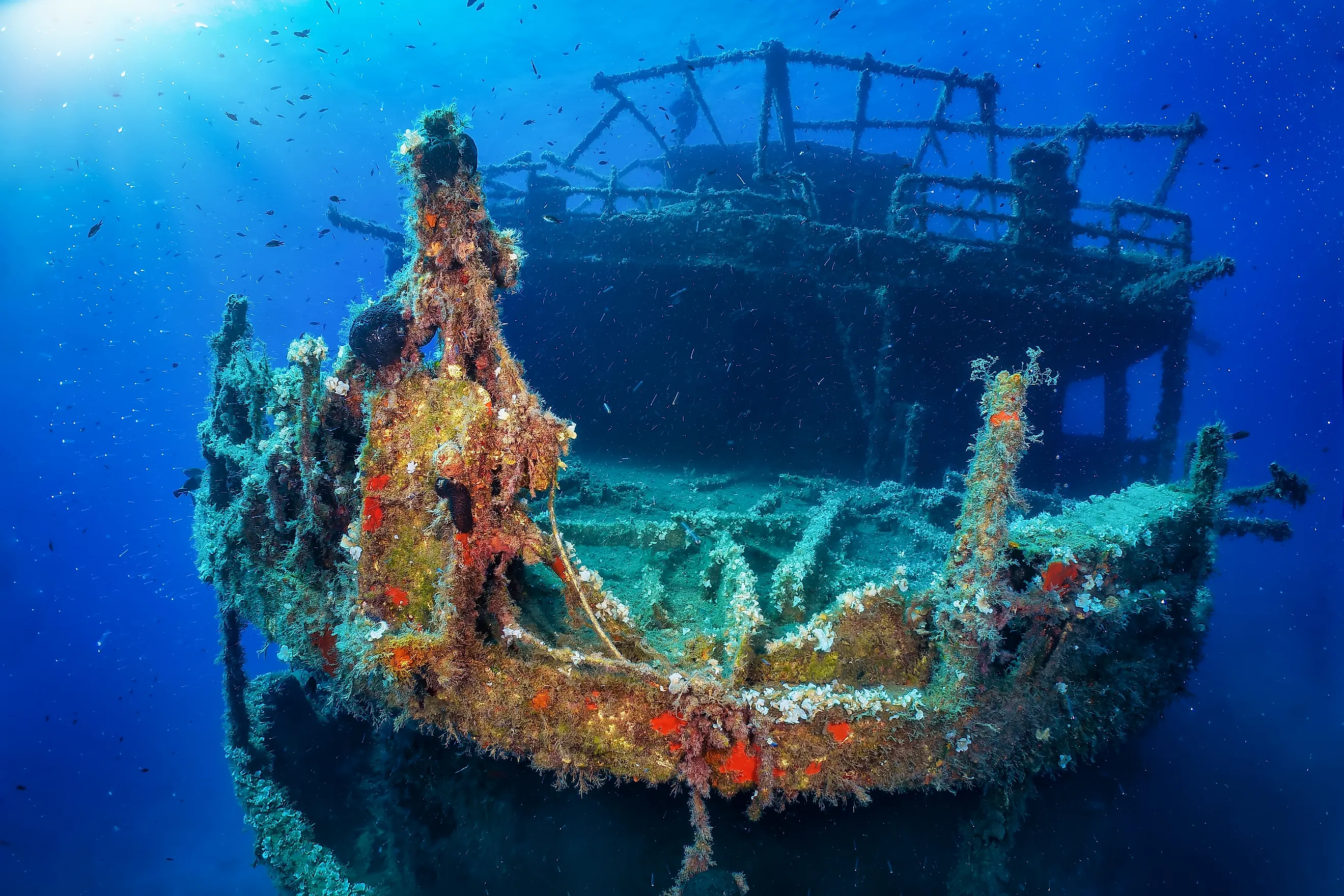The sunken shipwreck Marianna at the island of Naxos, Cyclades, Greece