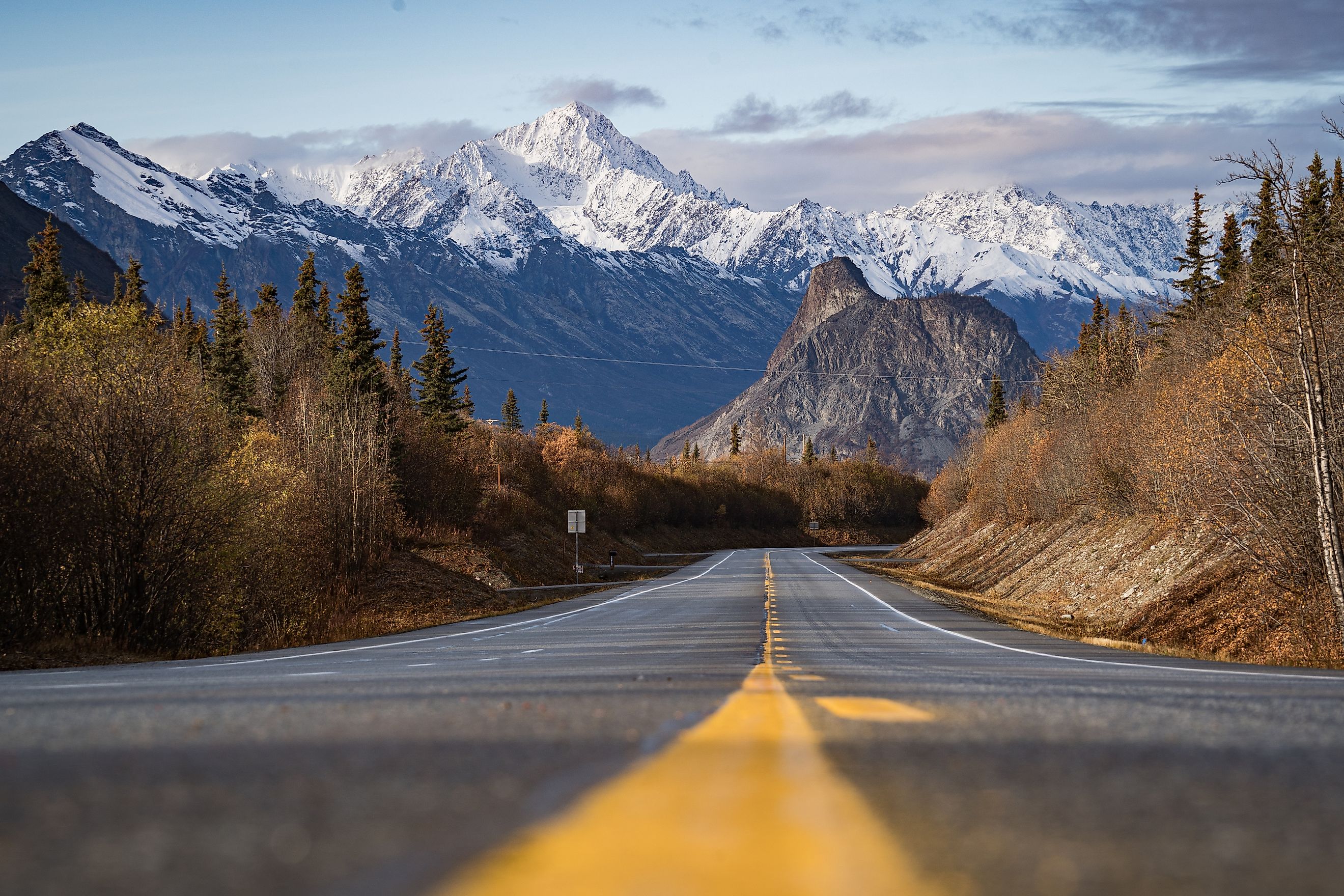 View of Lion's Head mountain from the Glenn Highway in Alaska during the Fall. (Credit: Pereze75 via Shutterstock)