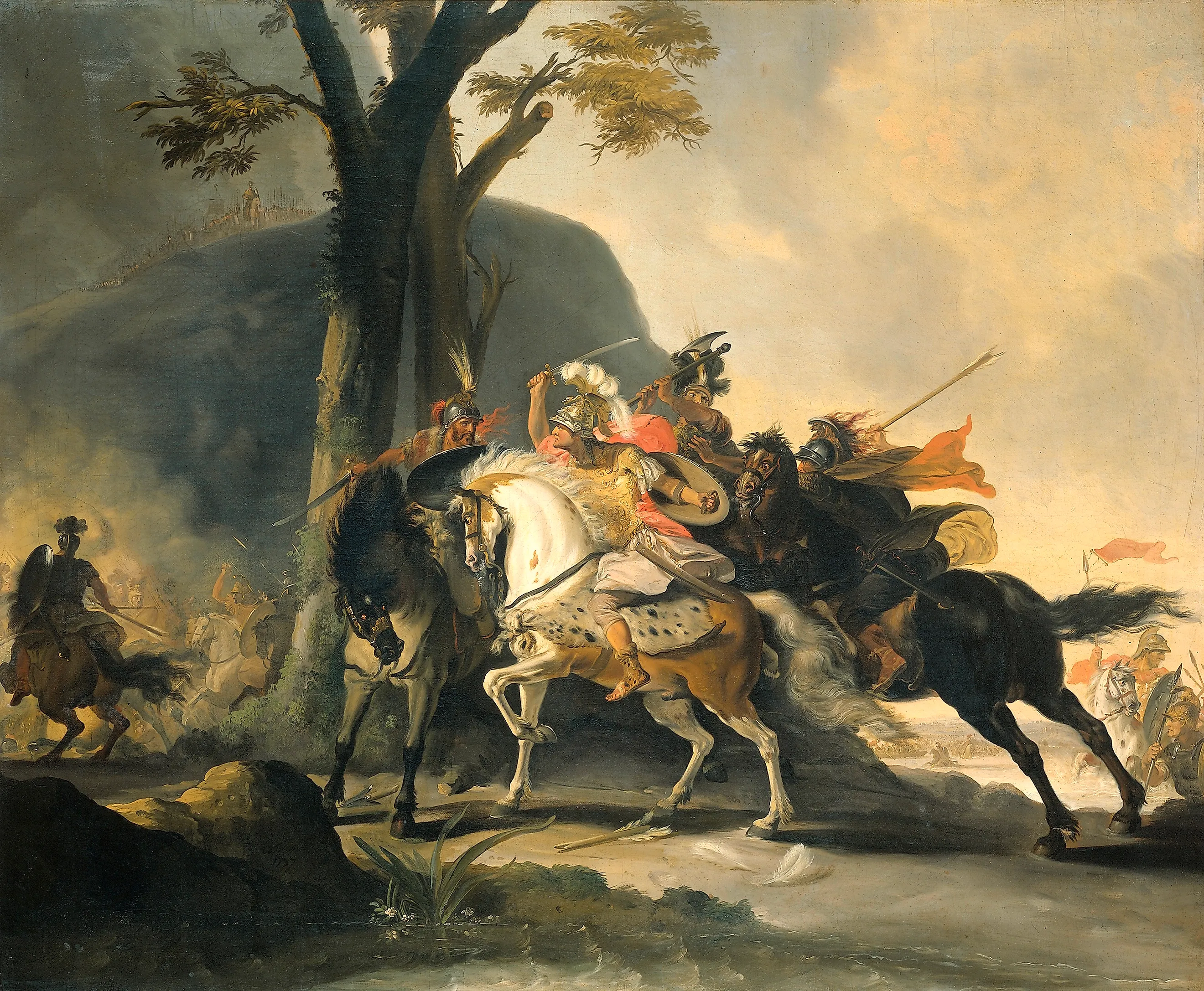 Alexander the Great in the battle against the Persians at the Granicus. Image credit: Cornelis Troost via Wikimedia Commons (Public Domain).