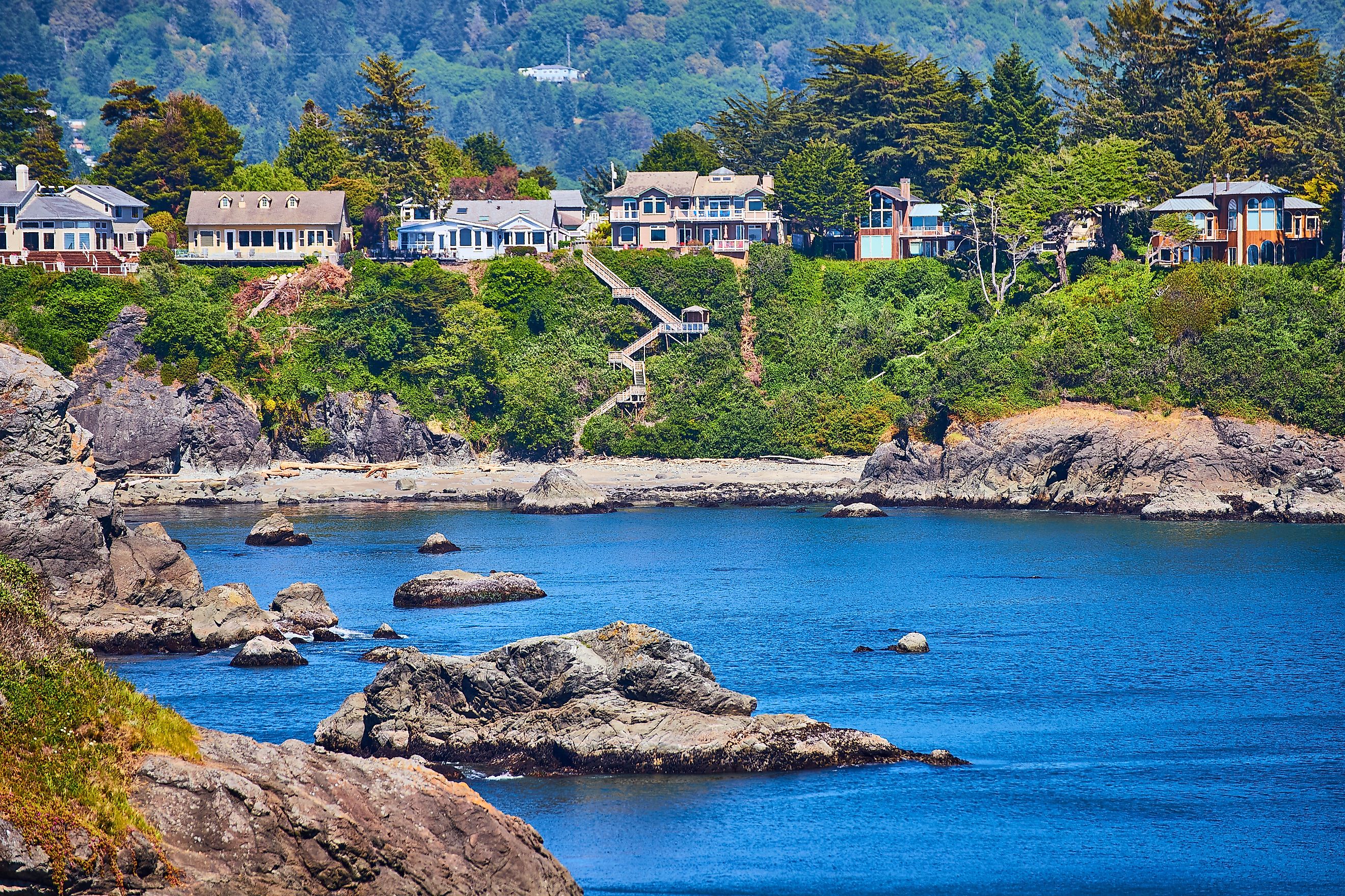 Beautiful coastal homes in Brookings, Oregon.