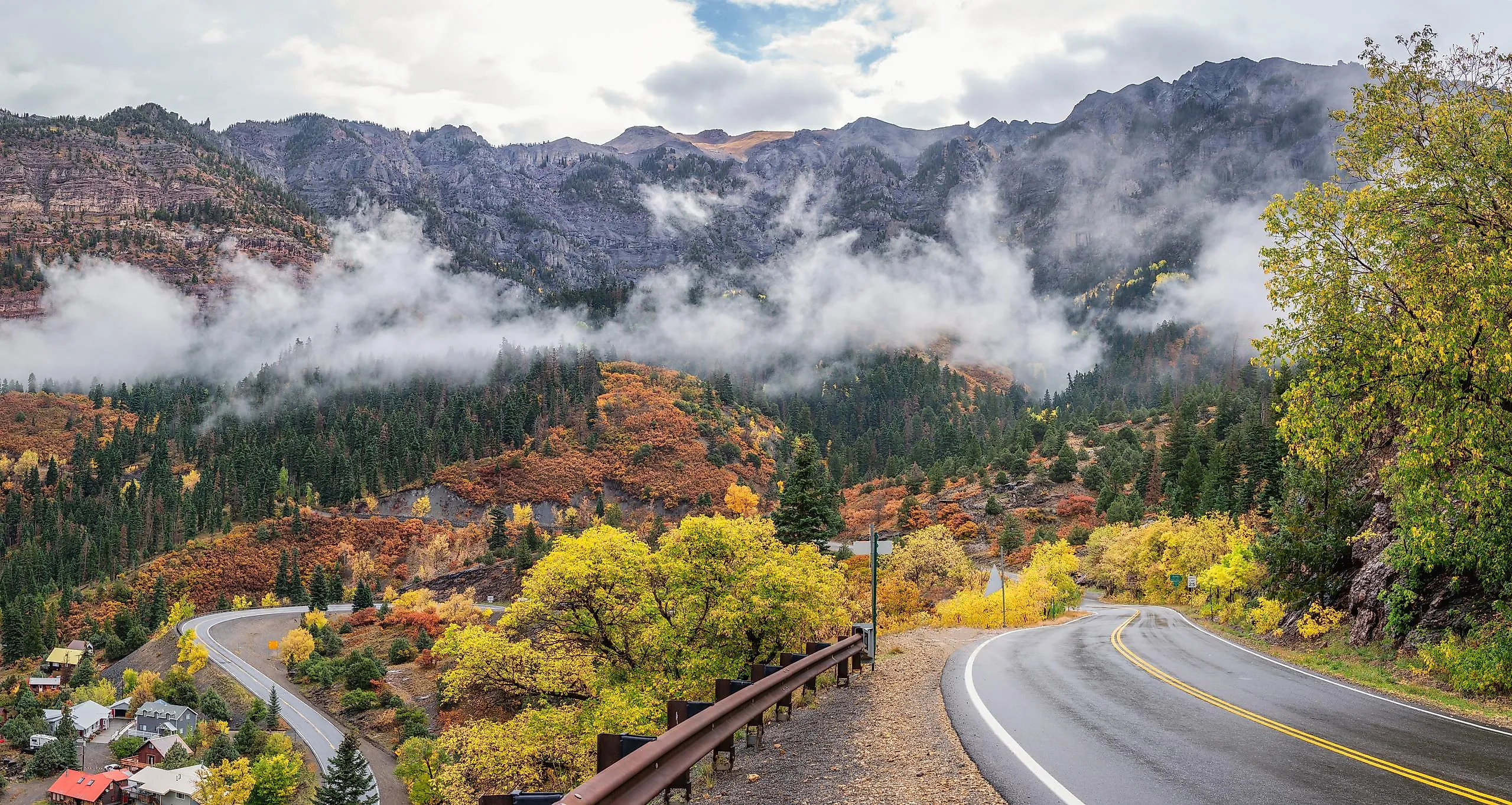 The Million Dollar Highway in Ouray, Colorado, during fall. Shutterstock.com