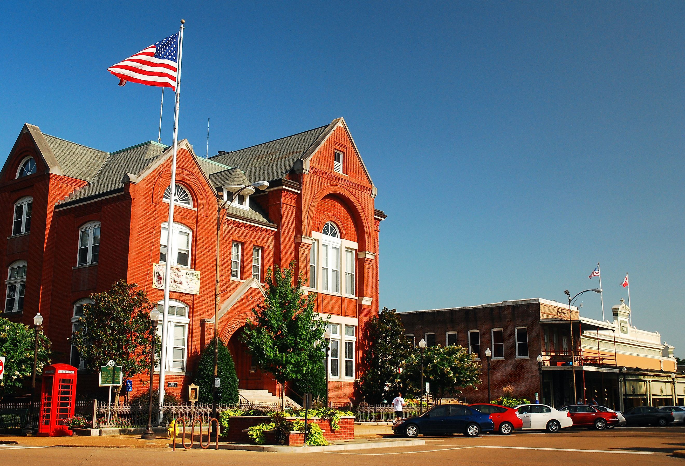 Oxford, Mississippi town hall sits prominently on the town’s historic square. Image credit James Kirkikis via Shutterstock