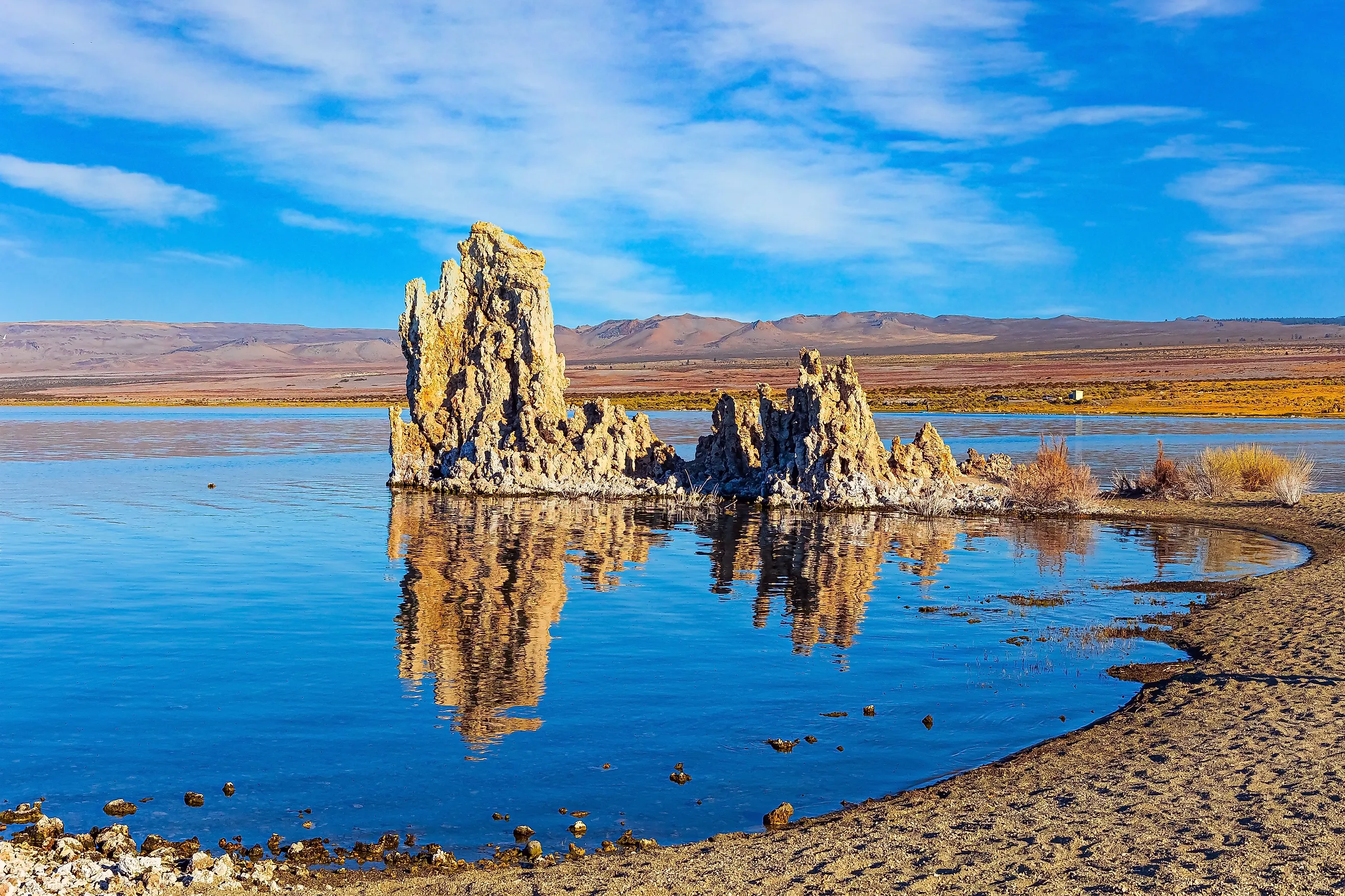 Unique rock structure in Mono Lake in California