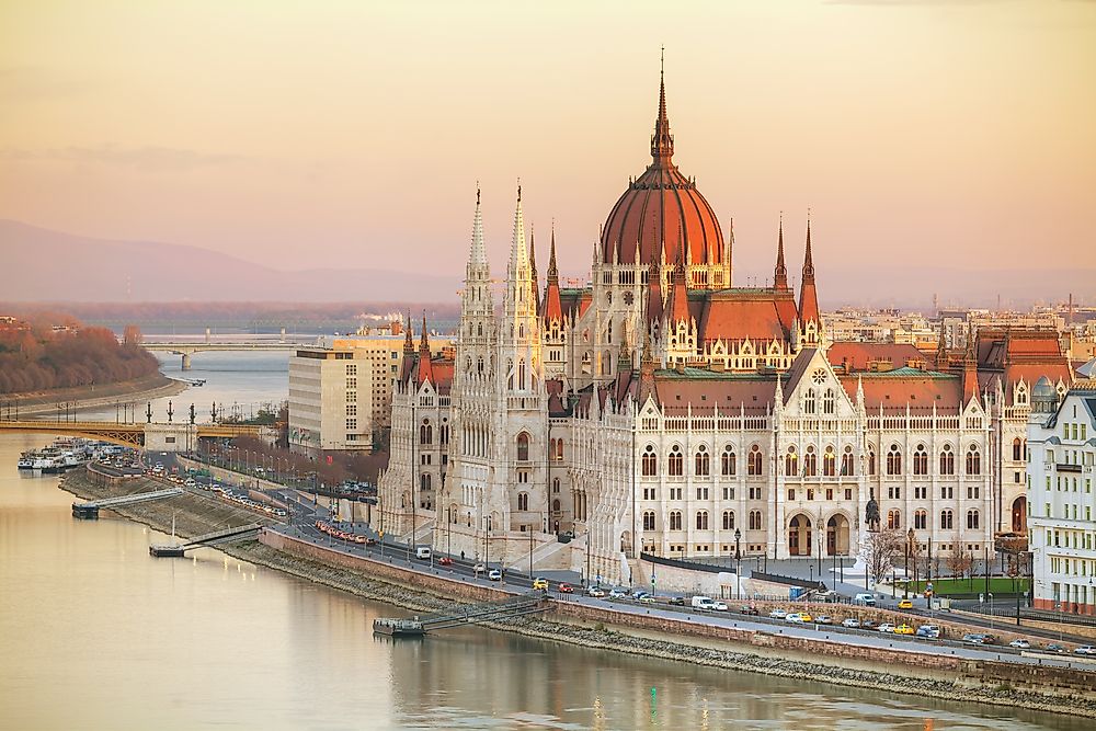 The parliament buildings in Budapest, Hungary.