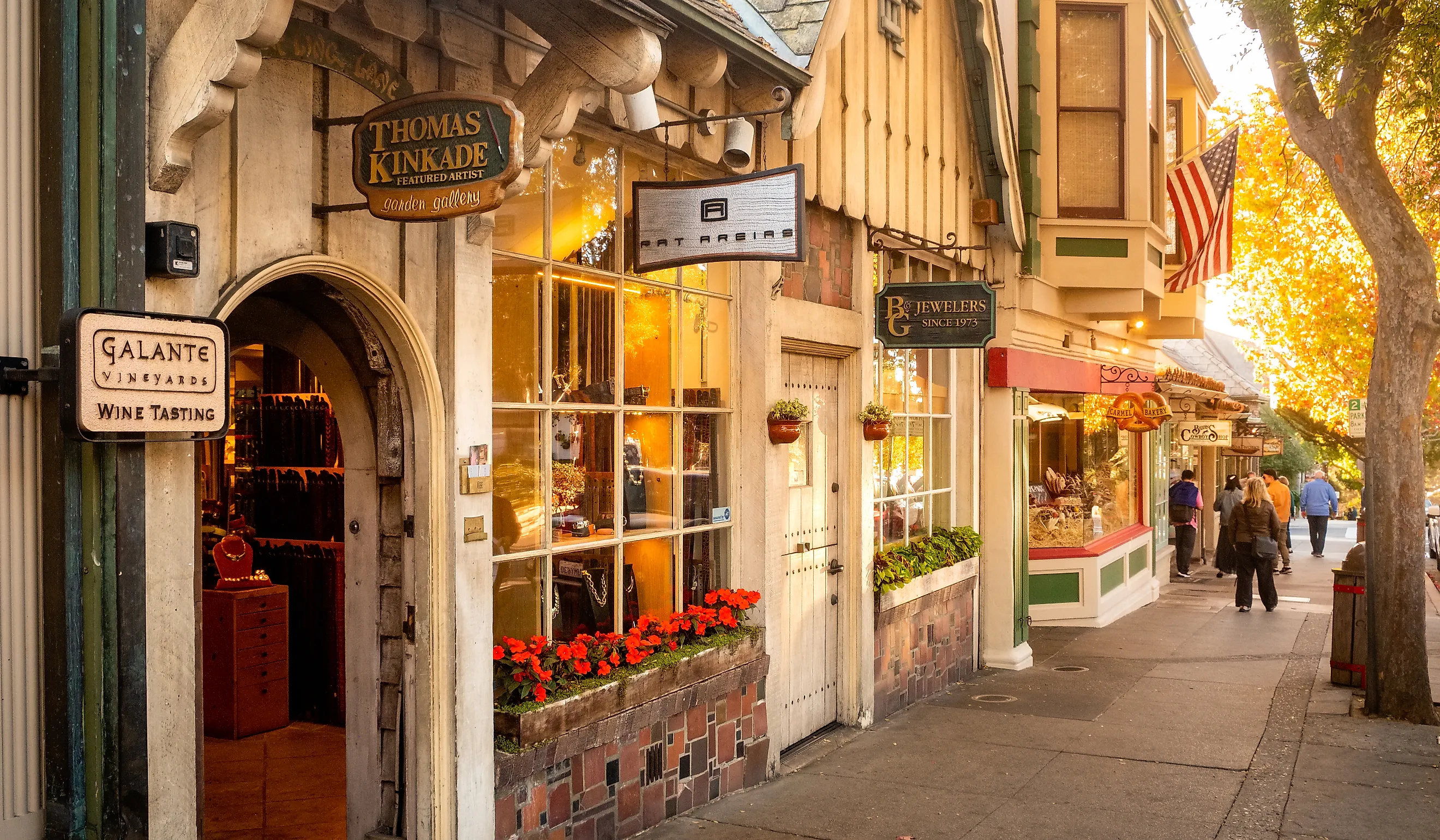 Sidewalk view in Carmel-by-the-Sea, California.