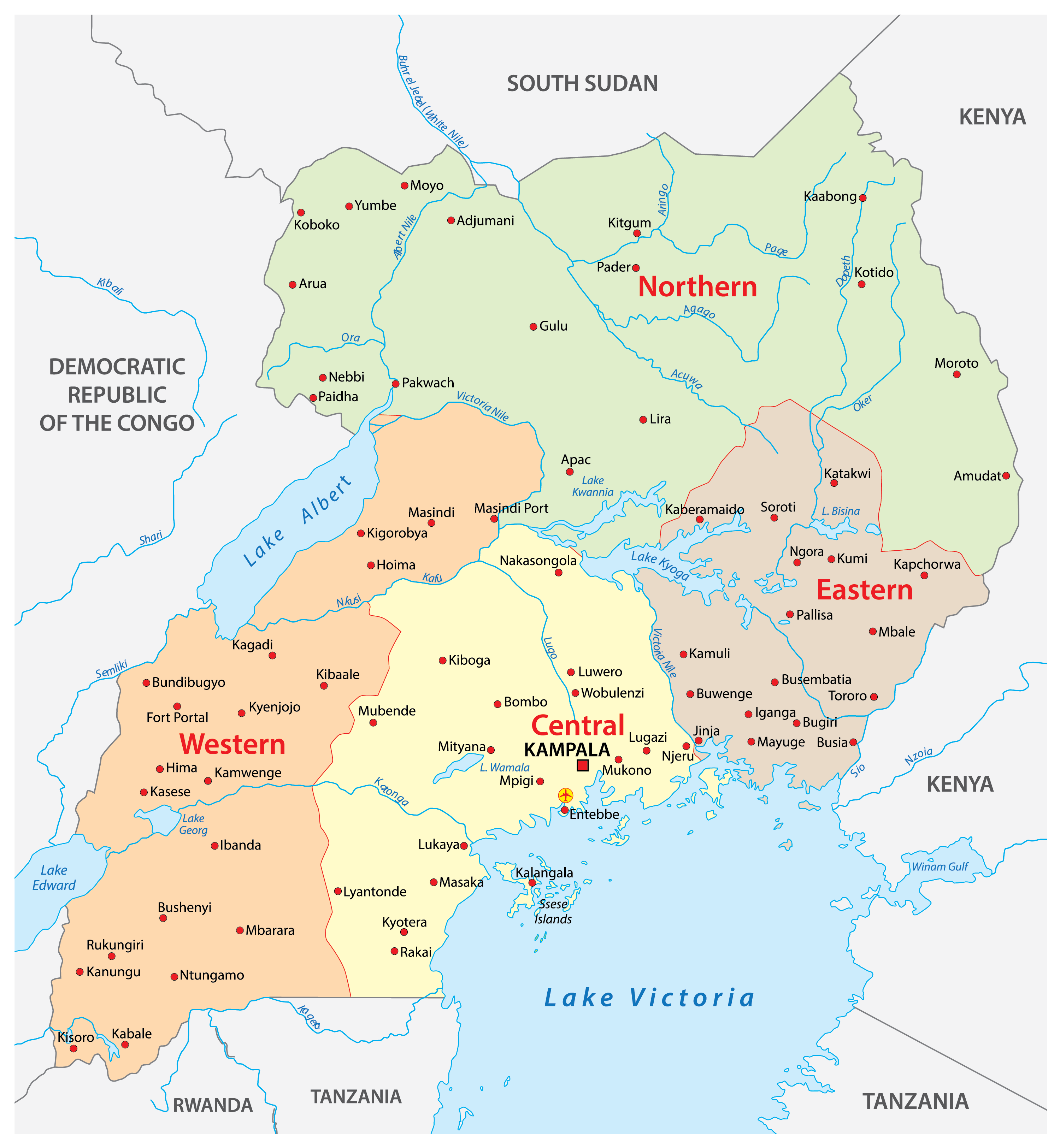 Map Of Uganda Showing Districts : Large Uganda Map Page 3 Line 17qq Com