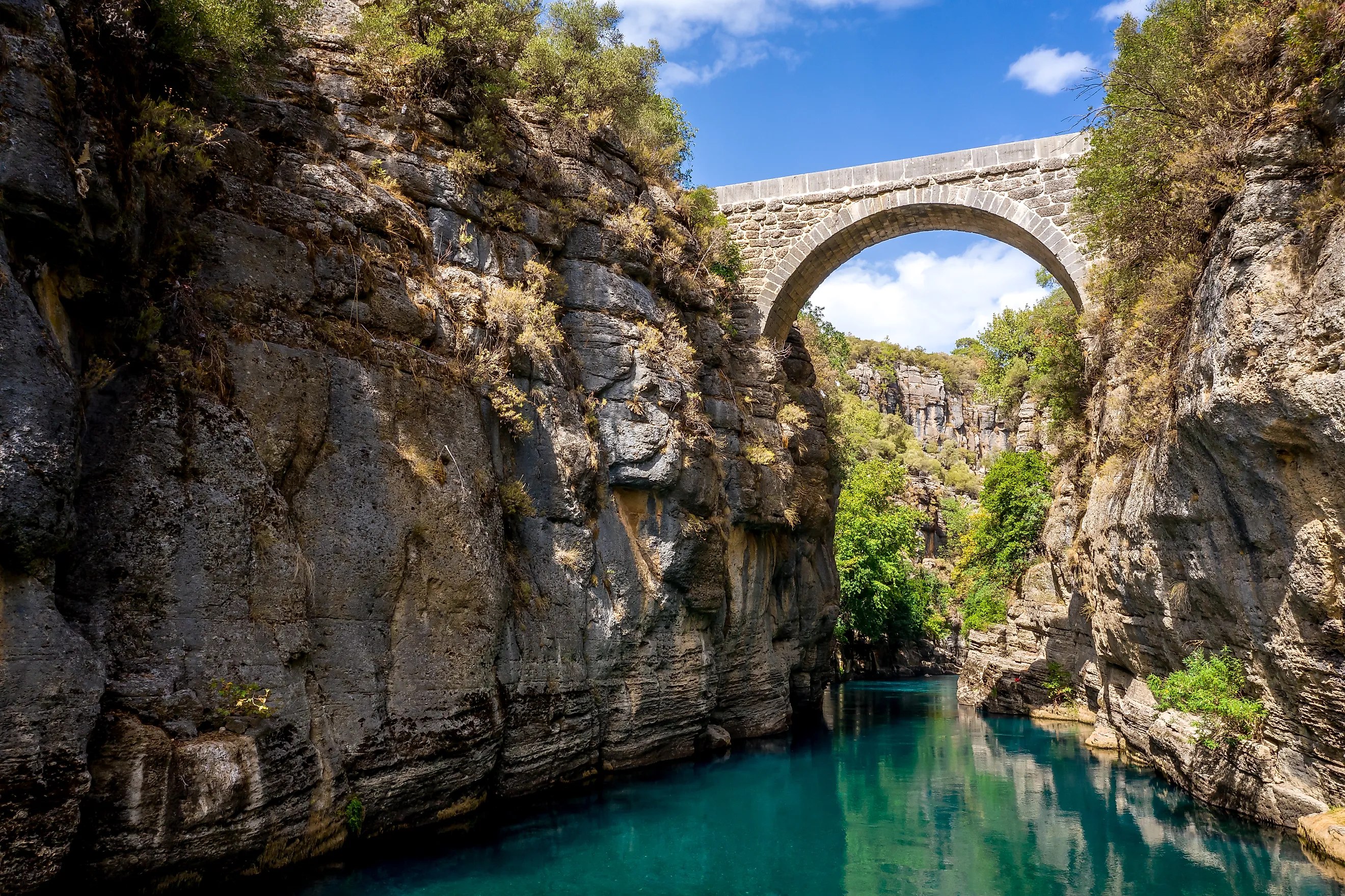 Eurymedon bridge over the Koprucay river gorge in Turkey. Via Shutterstock / Alexey Oblov.