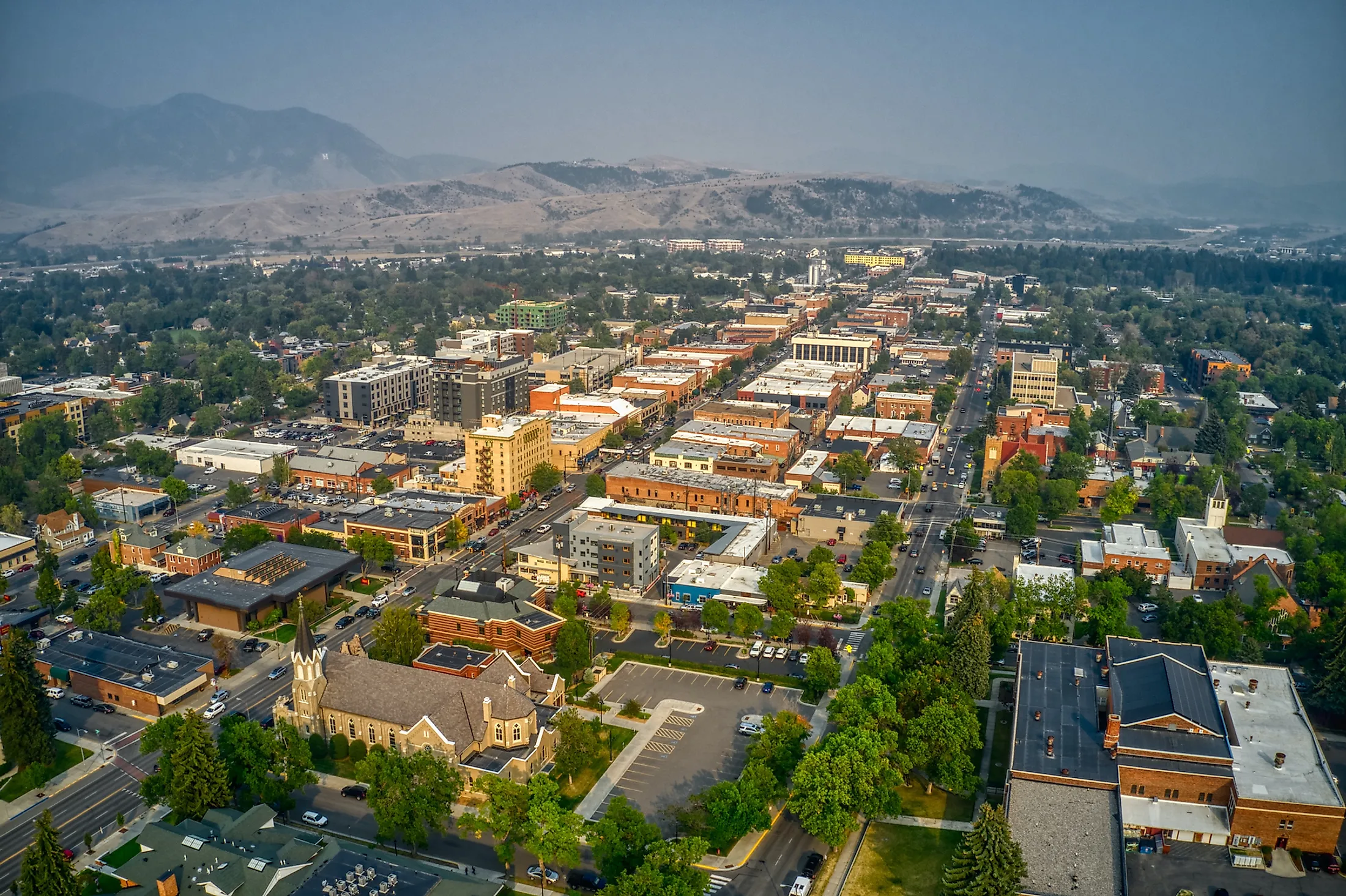 Aerial view of Bozeman, Montana.