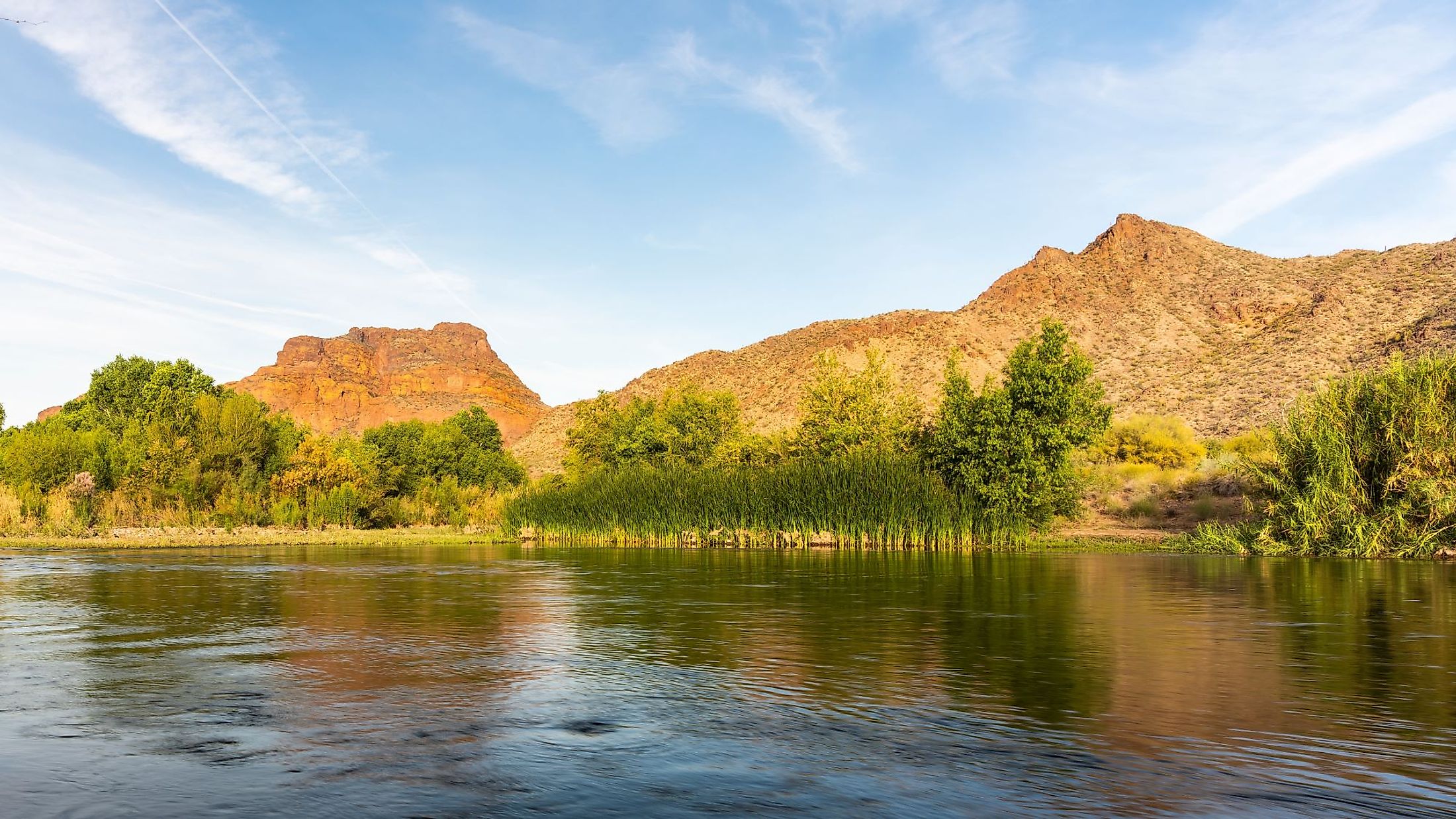 Landscape photograph of the Salt River in the Tonto National Forest in Arizona.