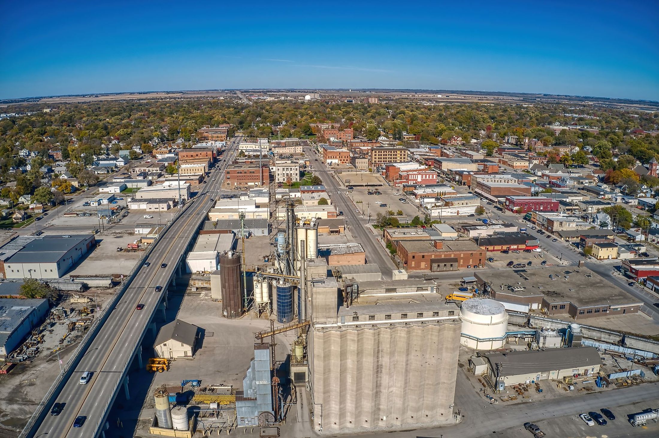 Aerial view of the Omaha suburb of Fremont, Nebraska. 
