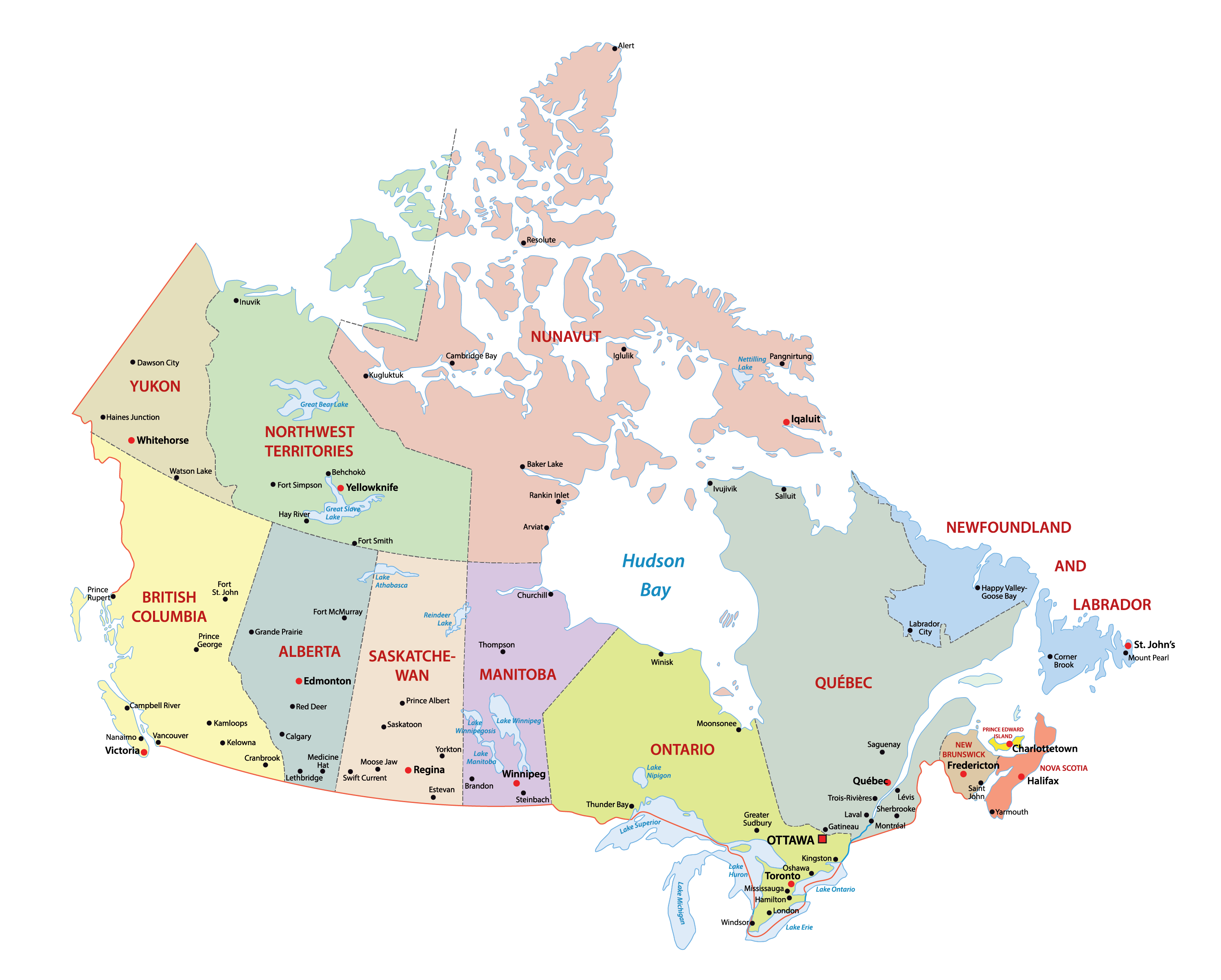 Labeled Map Of Canada