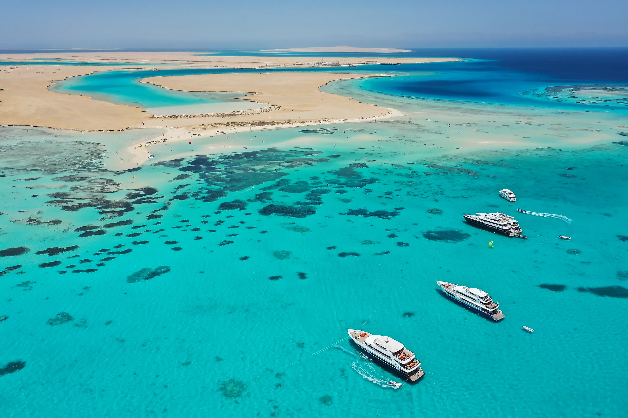 Luxury Yachts in front of Tawila Island in the Red Sea, Egypt